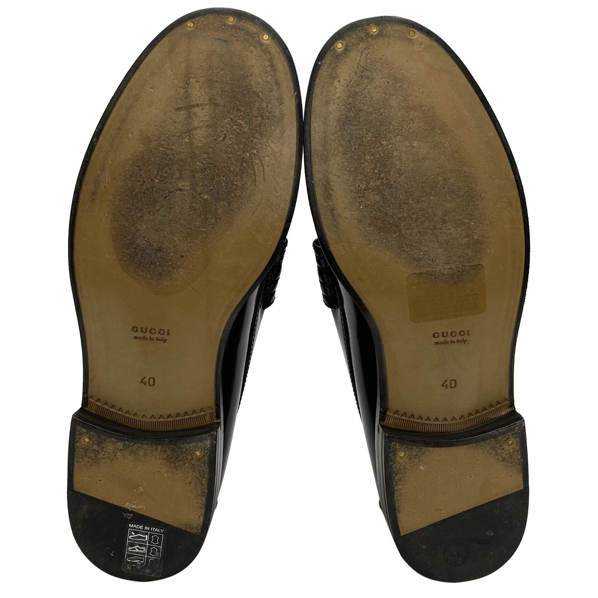 Mocassim Gucci Logo Couro Preto