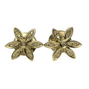 Par de Brincos Ouro Amarelo Flores