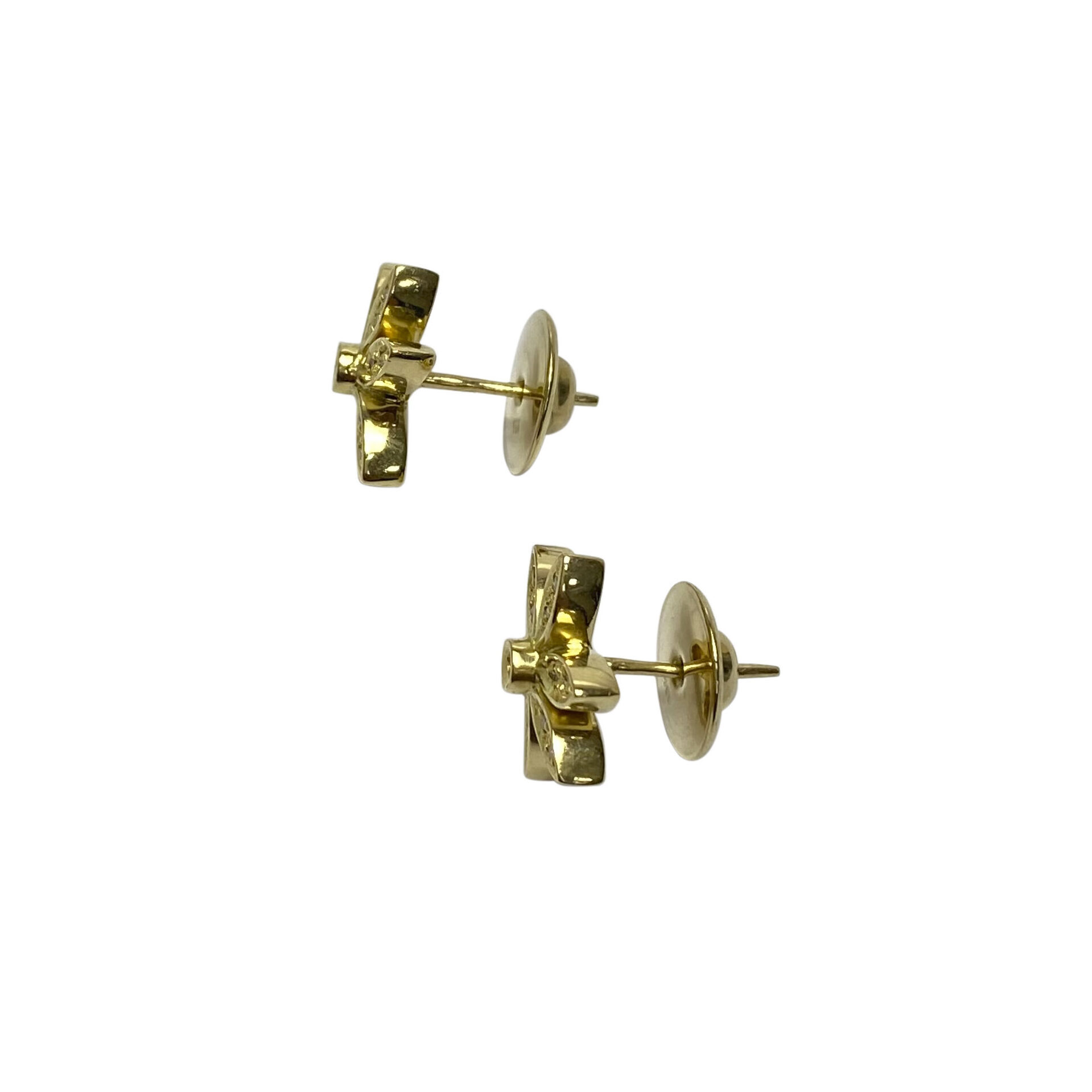 Par de Brincos Ouro Amarelo Flores