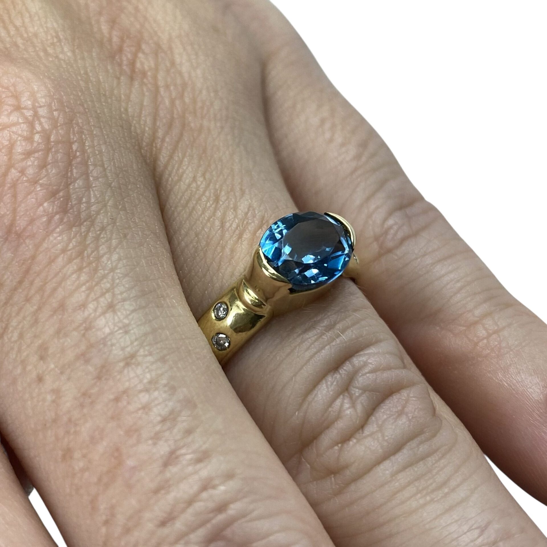 Anel Ouro Amarelo com Topázio