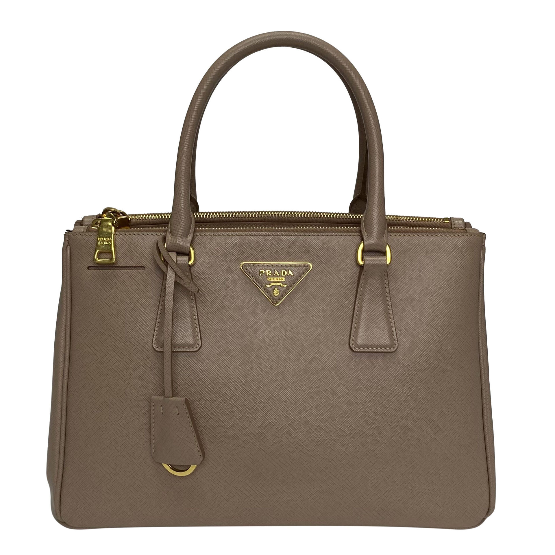 Bolsa Prada Galleria Couro Saffiano Nude