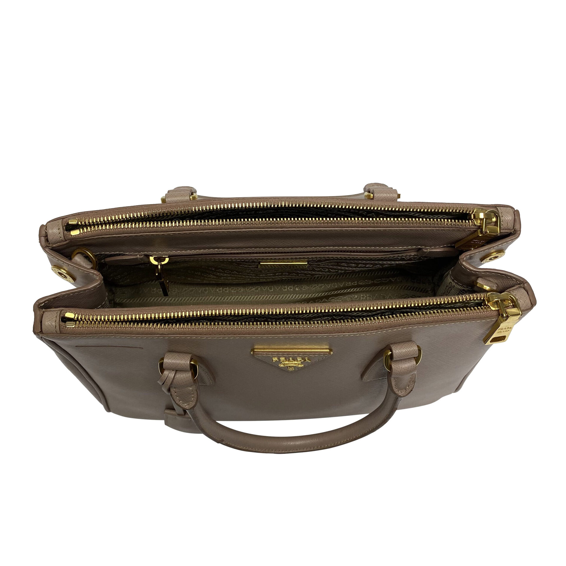 Bolsa Prada Galleria Couro Saffiano Nude