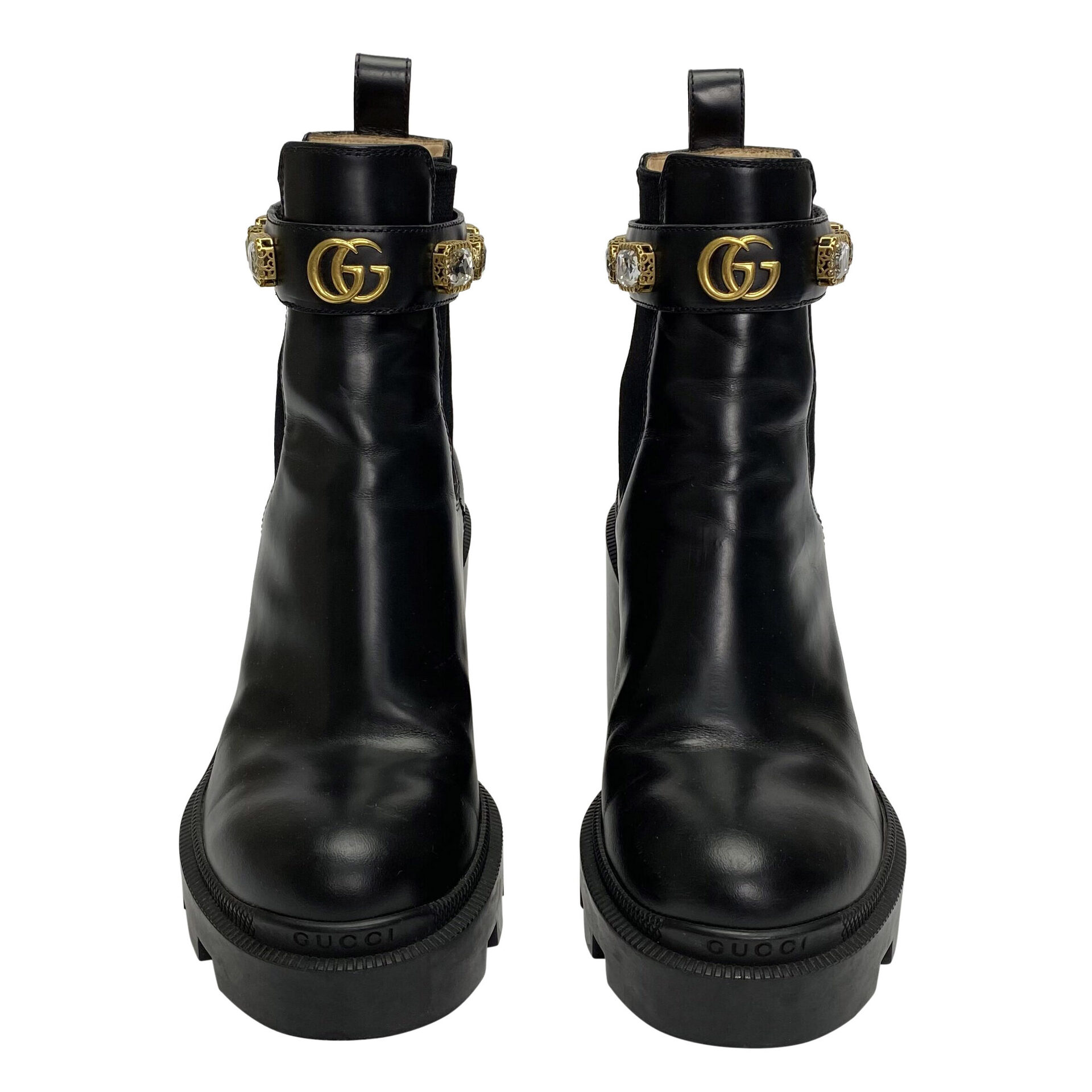 Bota Gucci Couro Preta
