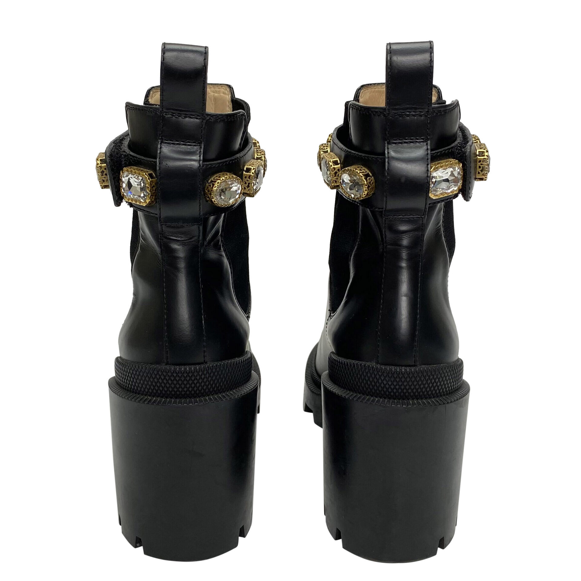 Bota Gucci Couro Preta