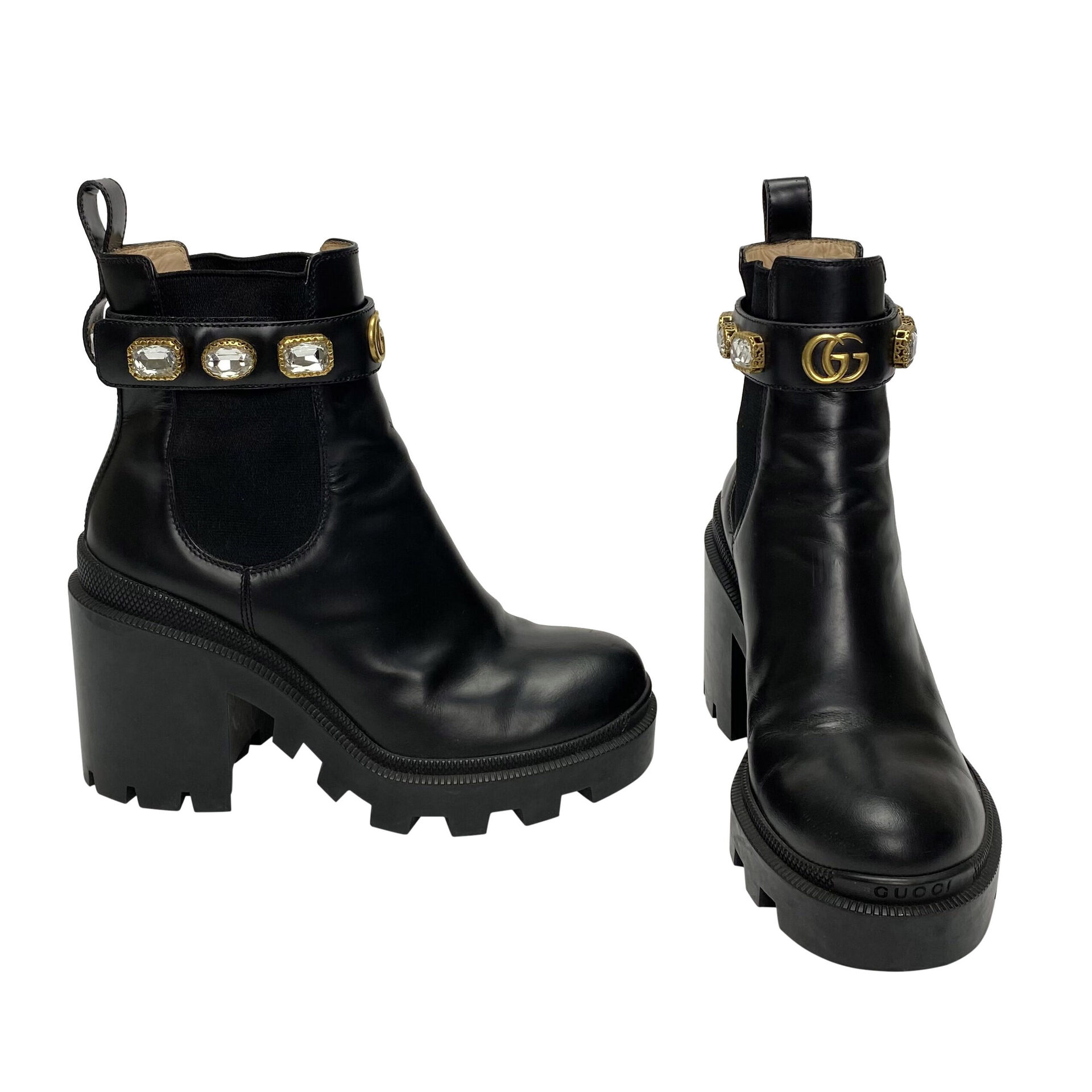 Bota Gucci Couro Preta