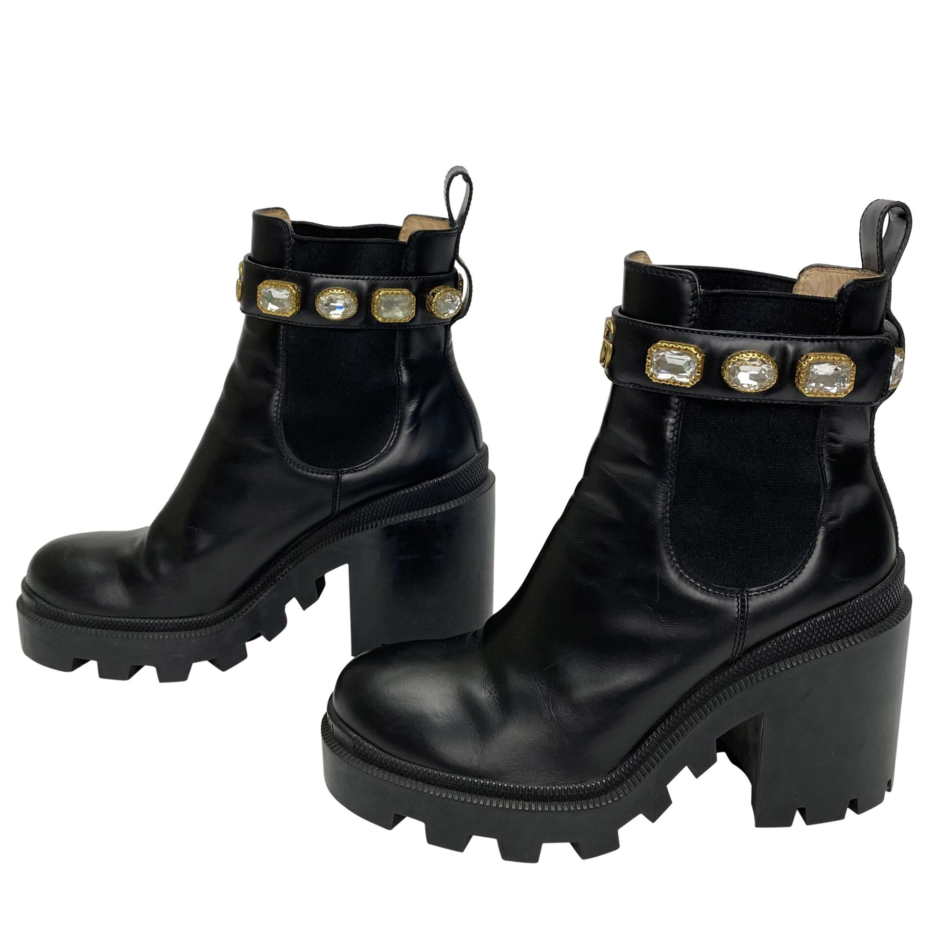 Bota Gucci Couro Preta