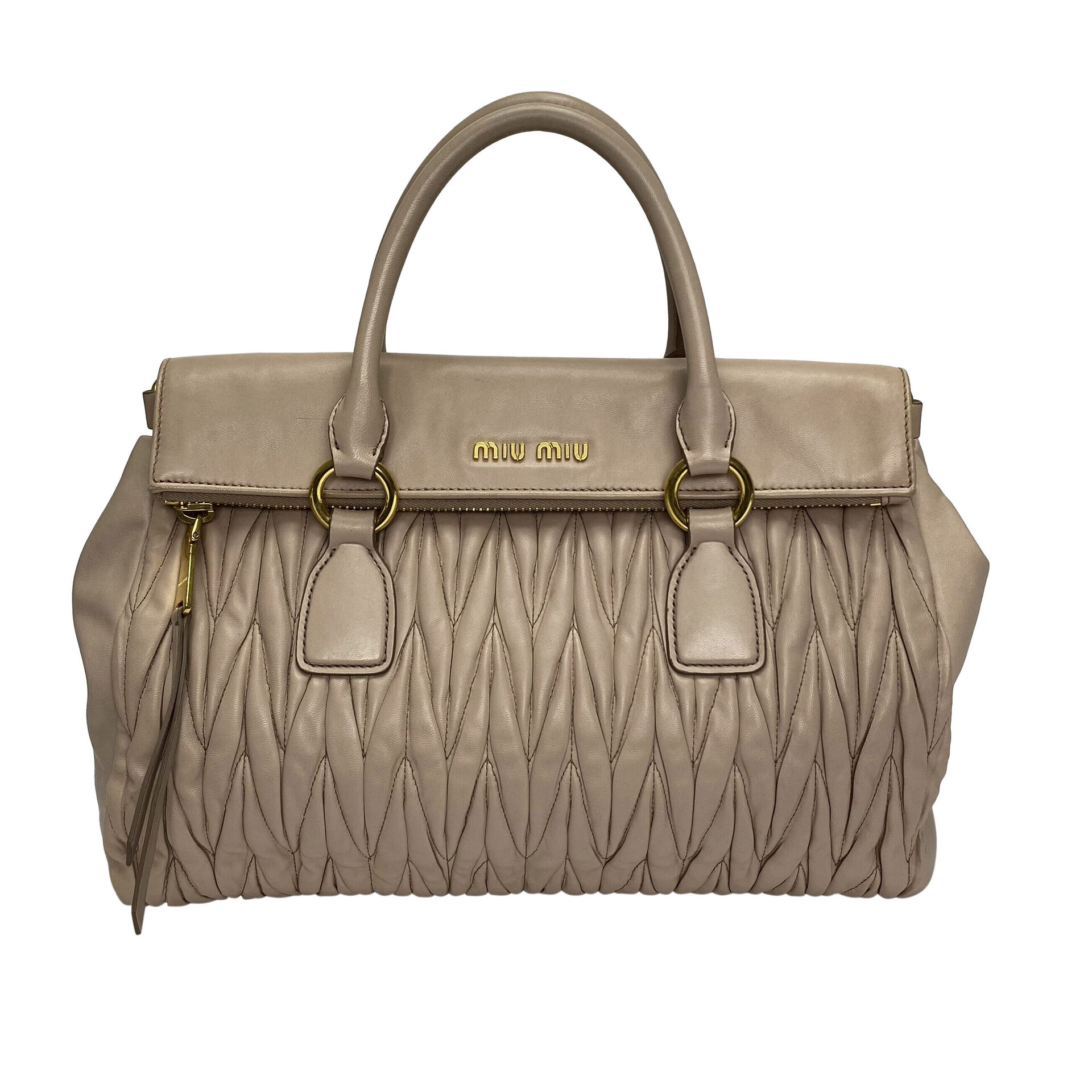 Bolsa Miu Miu Couro Drapeado Nude