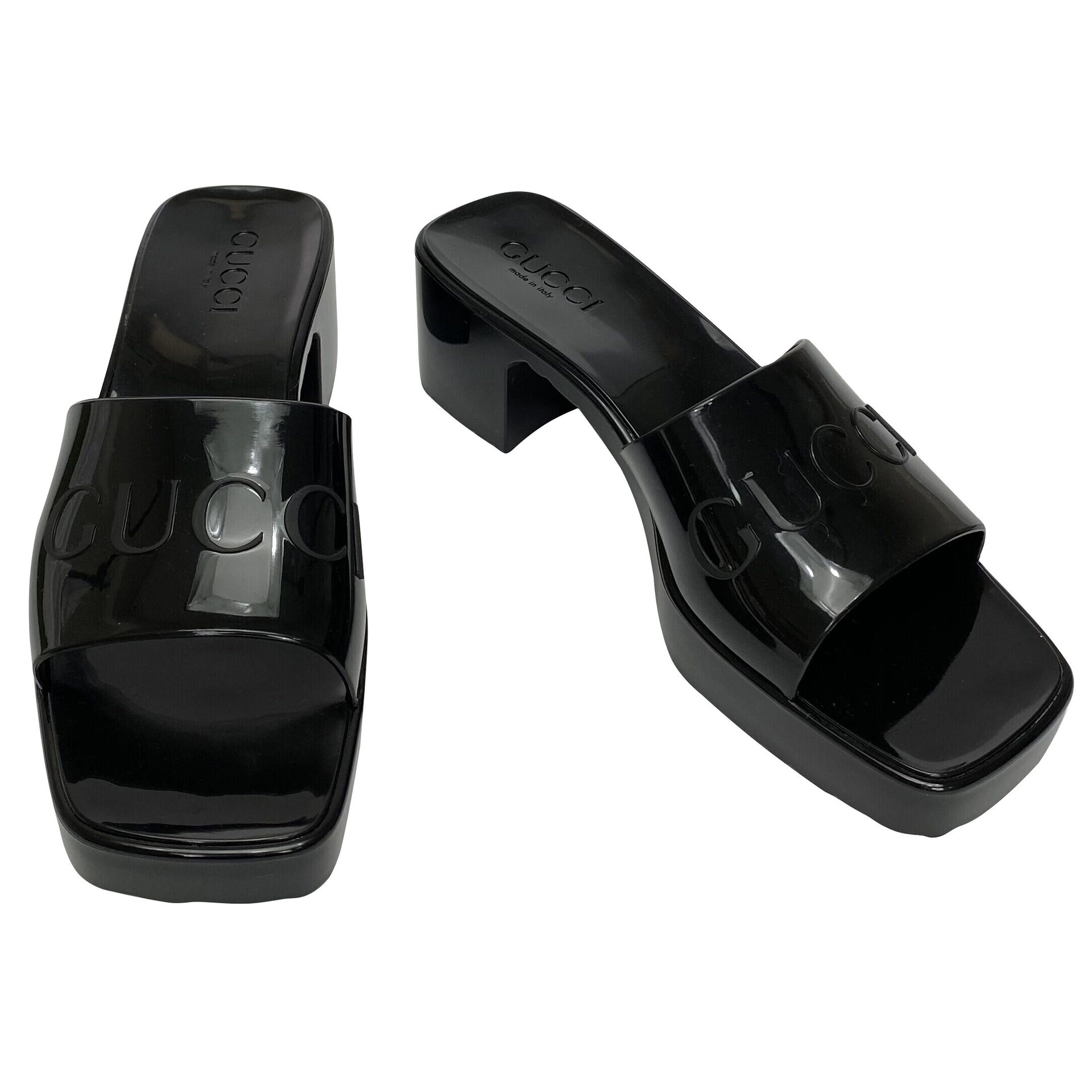 Sandália Gucci Rubber Slides Preta