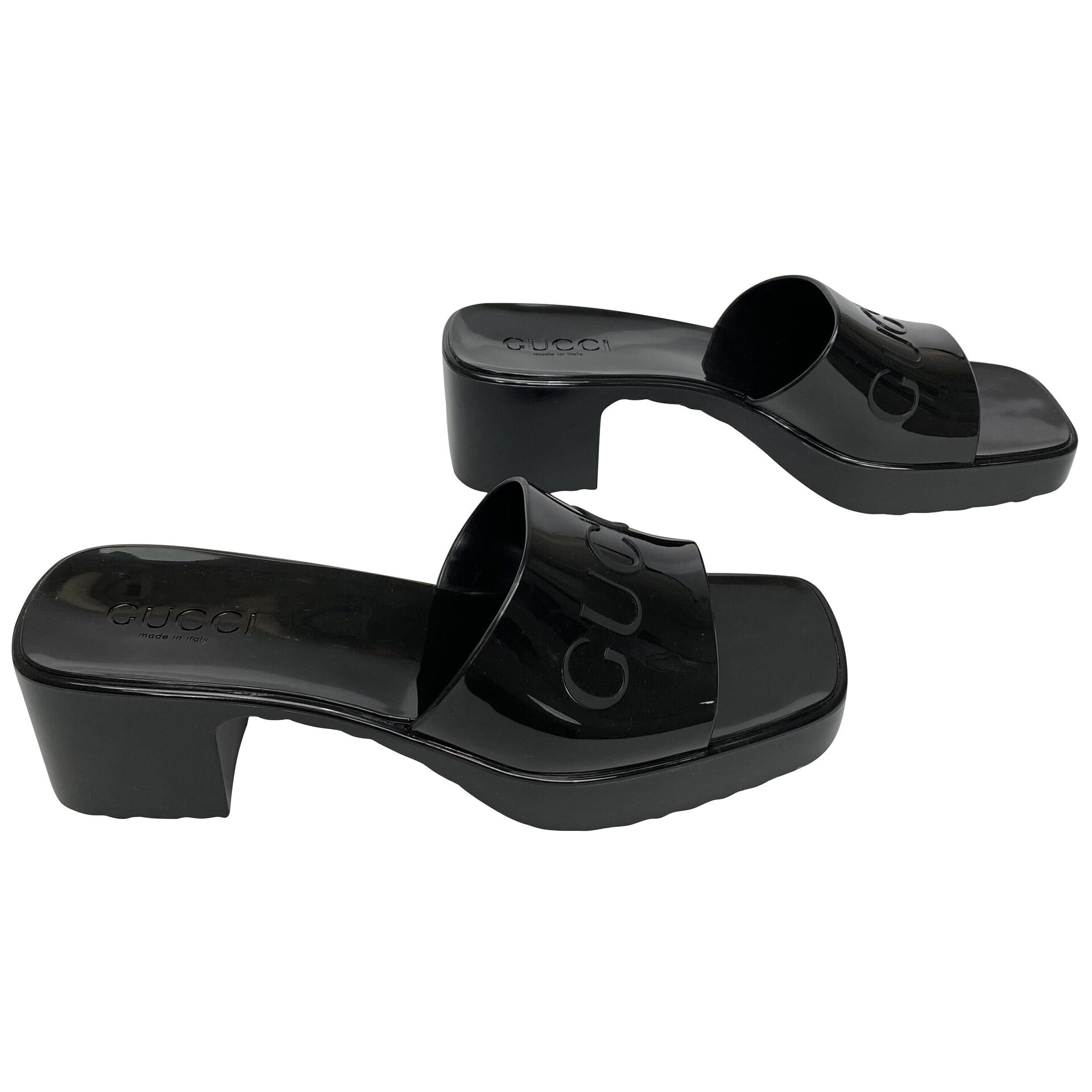 Sandália Gucci Rubber Slides Preta