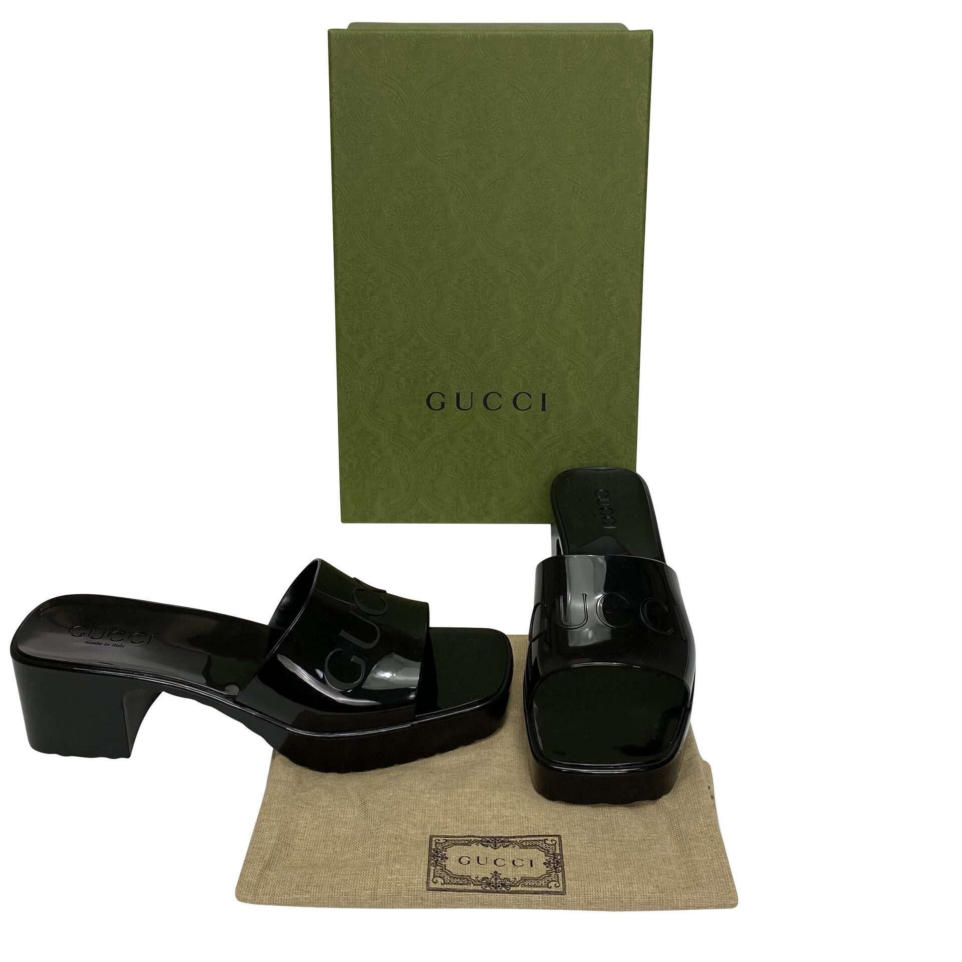 Sandália Gucci Rubber Slides Preta
