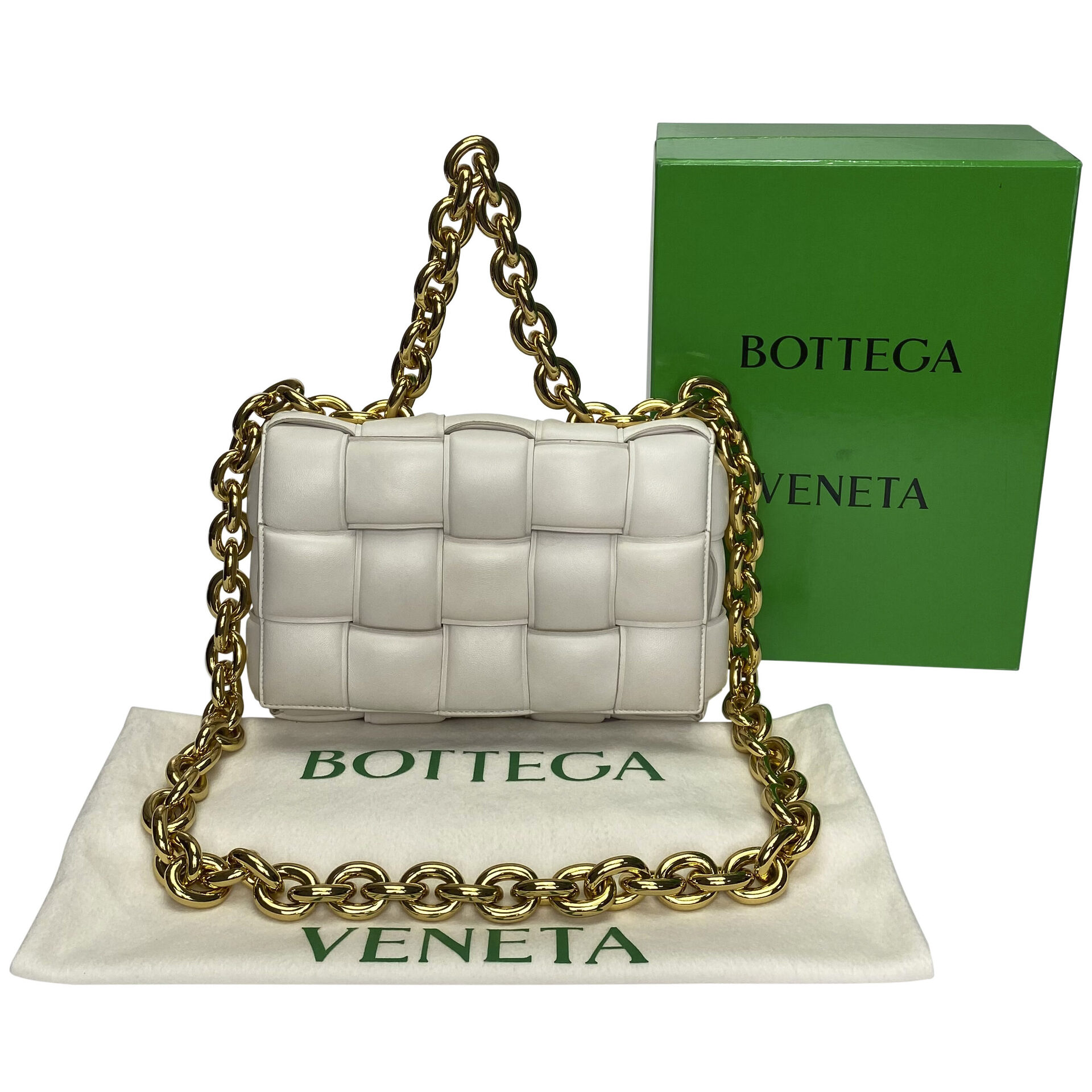 Bolsa Bottega Veneta Cassette Chain Off White