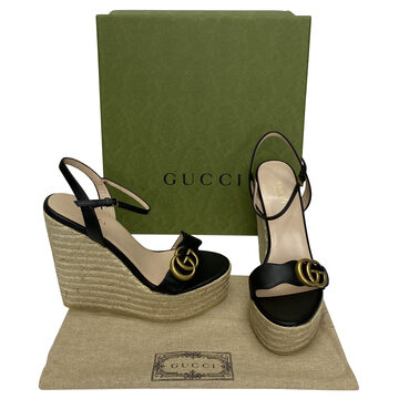 Sandália Gucci Anabela GG Marmont Preta