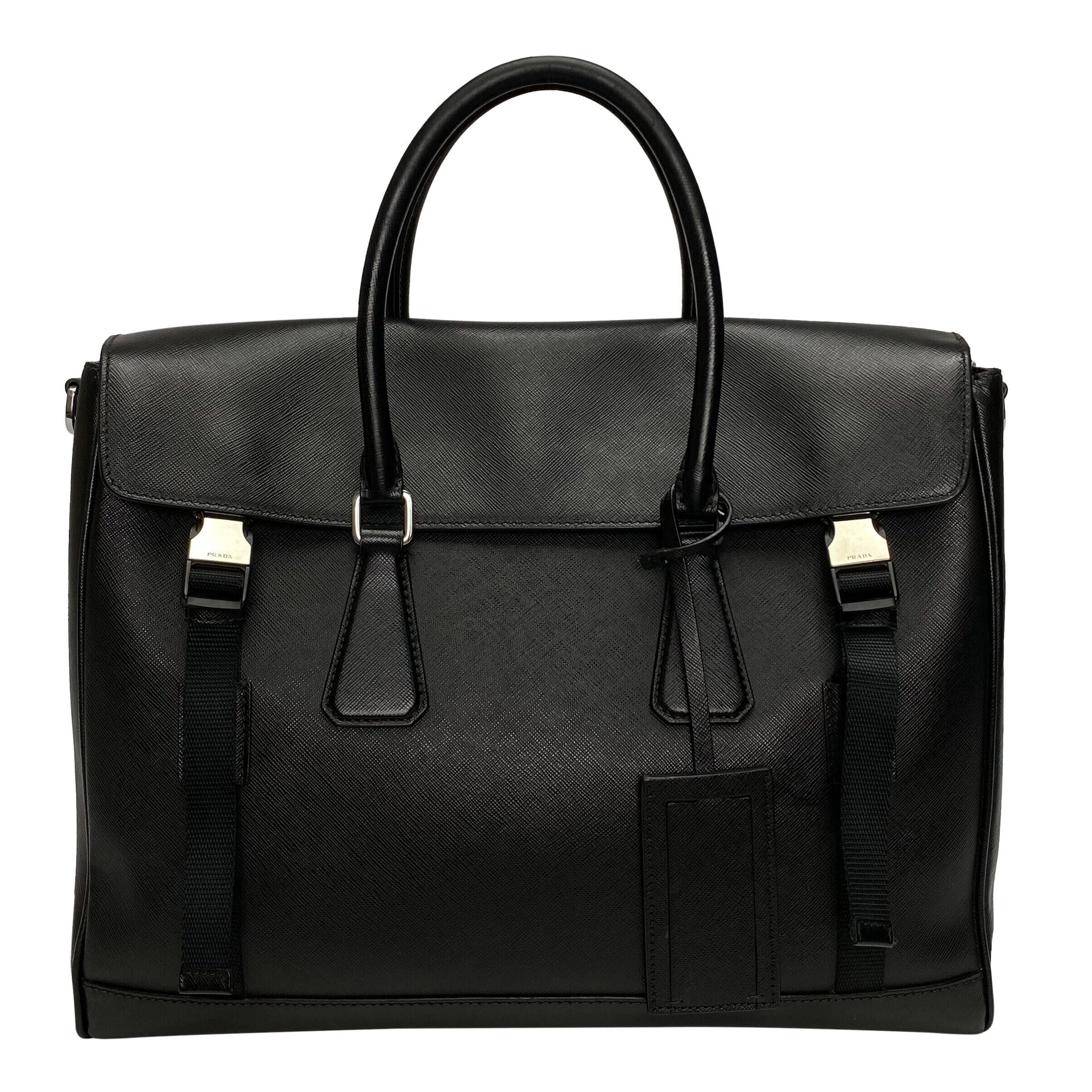 Pasta Prada Couro Saffiano Preto