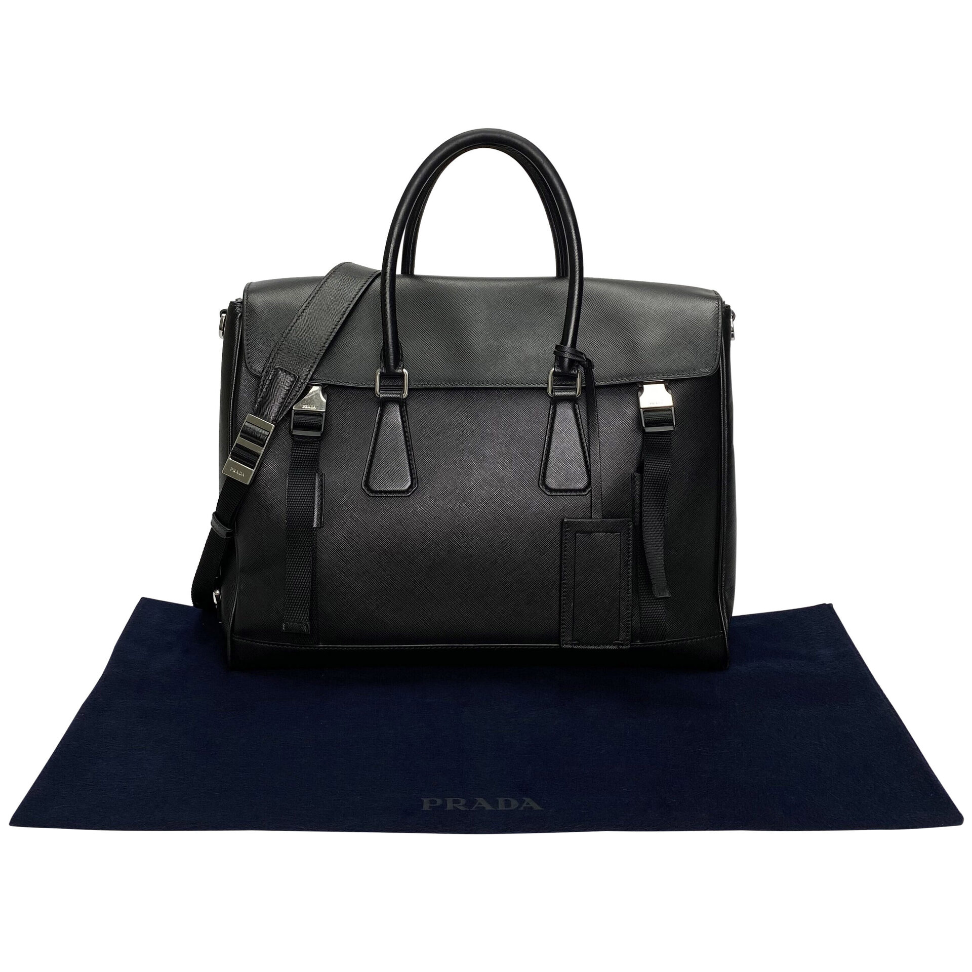 Pasta Prada Couro Saffiano Preto