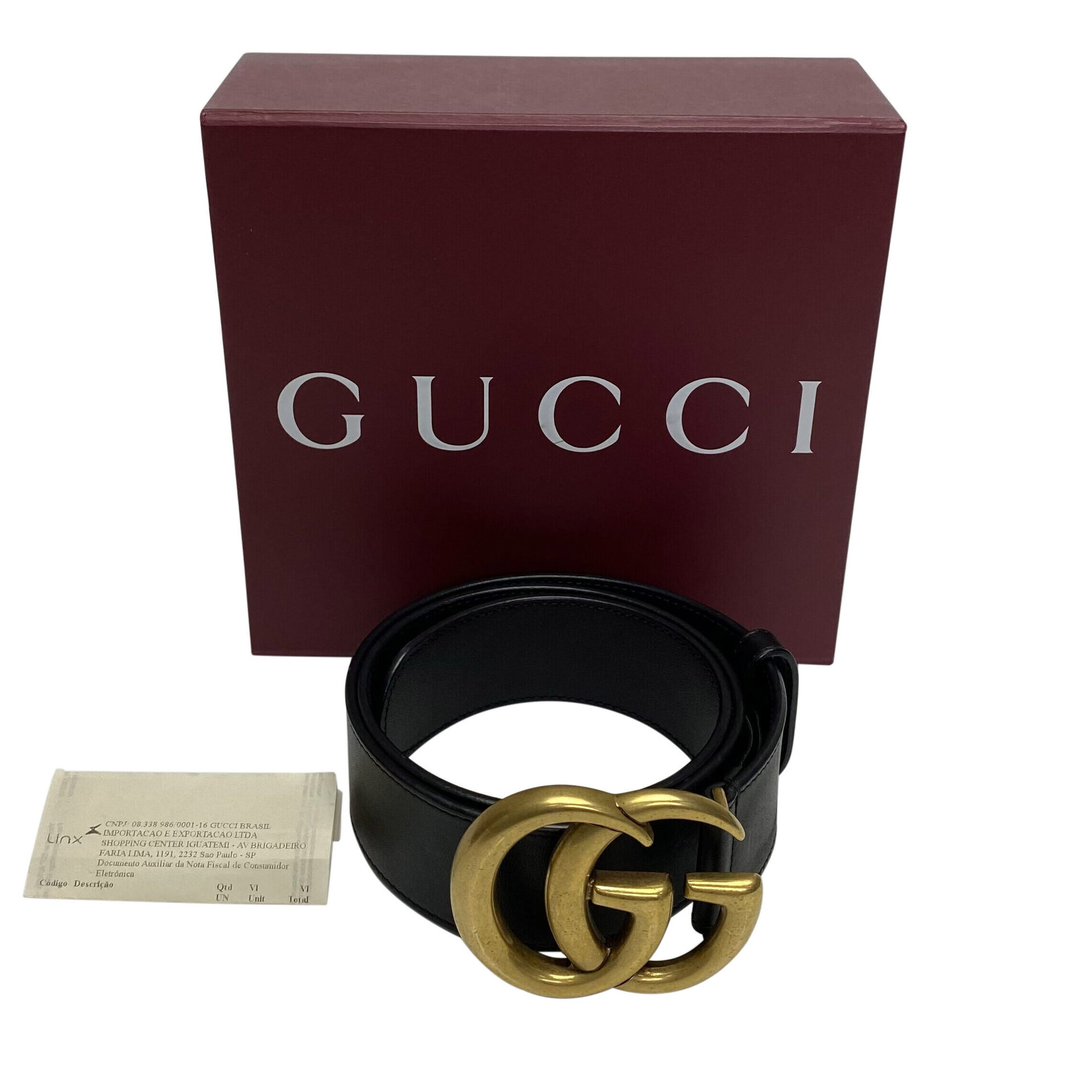 Cinto Gucci GG Couro Preto