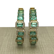 Par de Brincos Argolas Esmeraldas e Diamantes