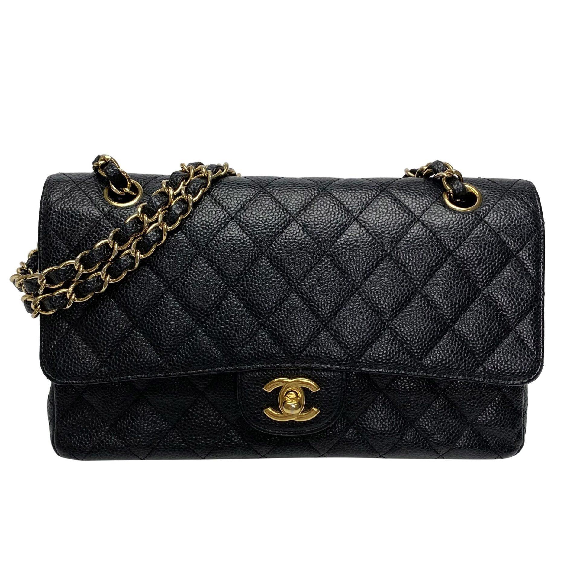 Bolsa Chanel Double Flap Caviar Média