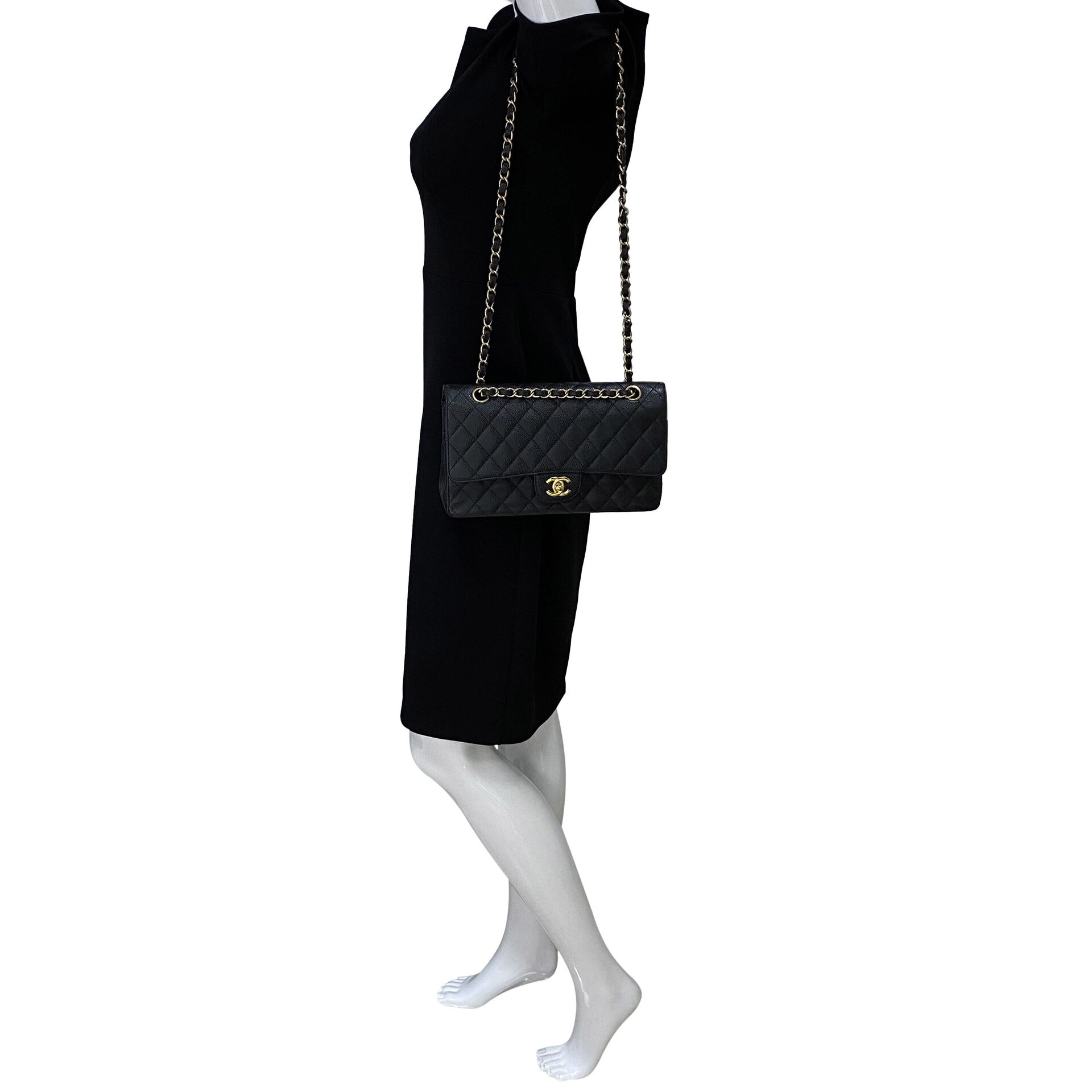 Bolsa Chanel Double Flap Caviar Média