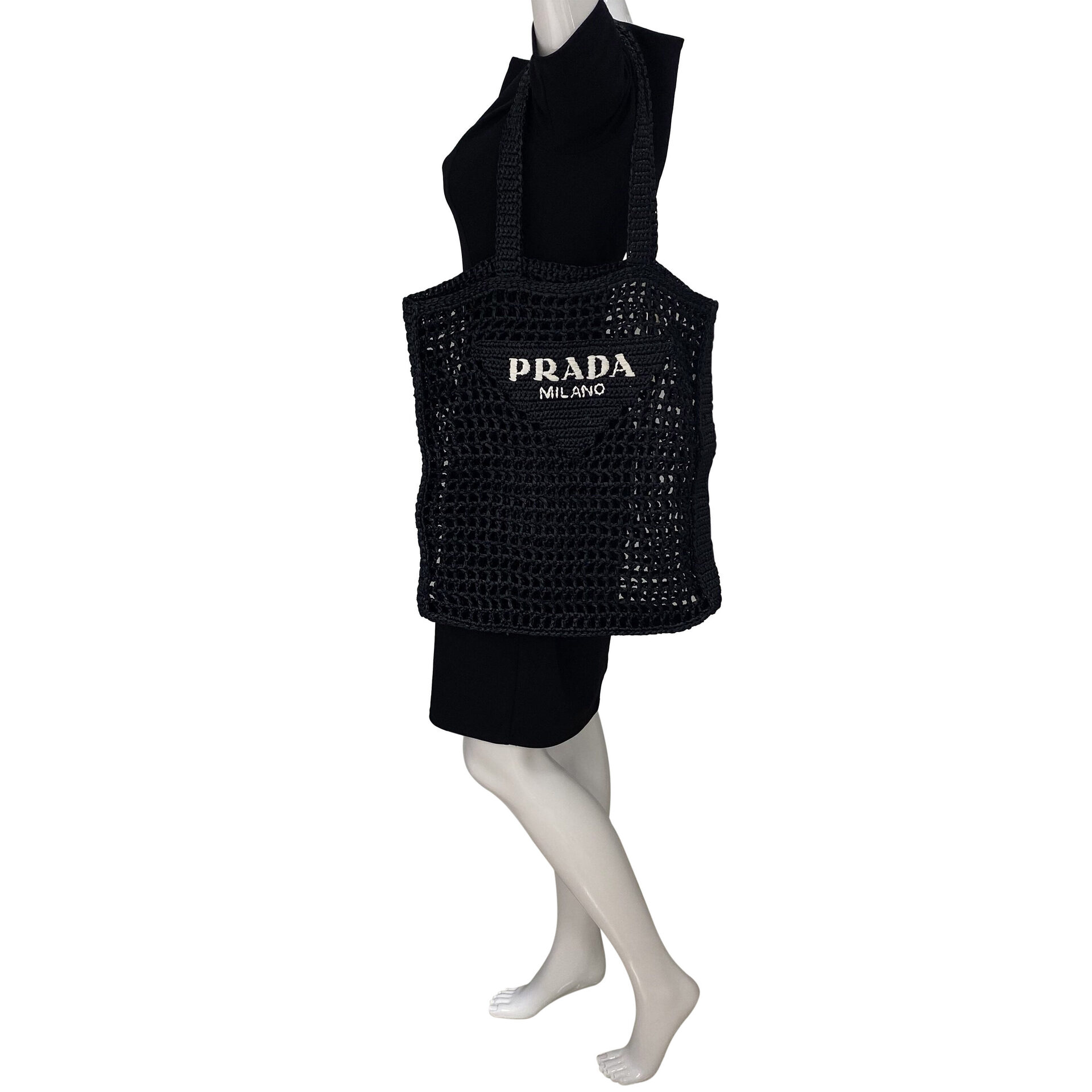 Bolsa Prada Ráfia Tote Preta