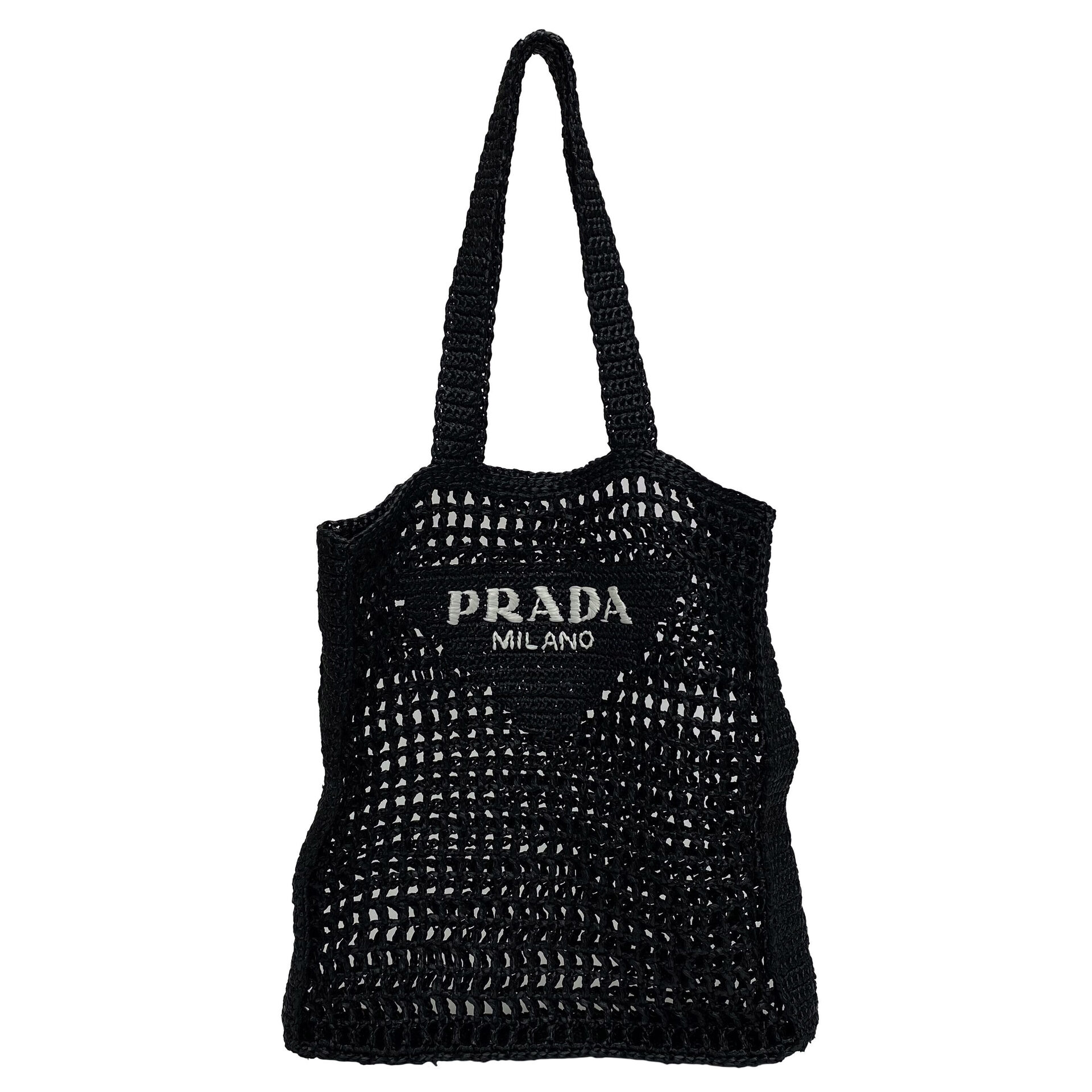 Bolsa Prada Ráfia Tote Preta