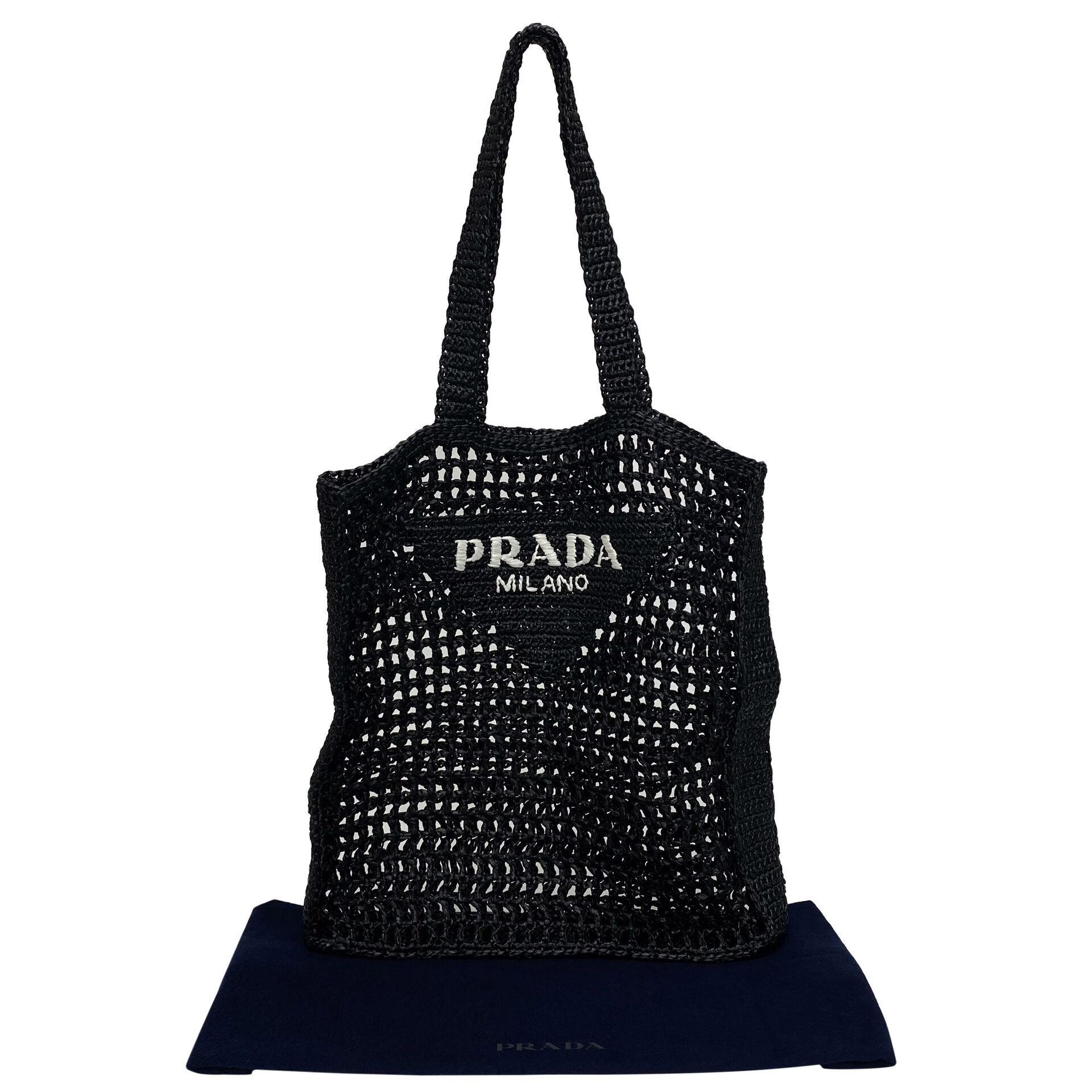 Bolsa Prada Ráfia Tote Preta