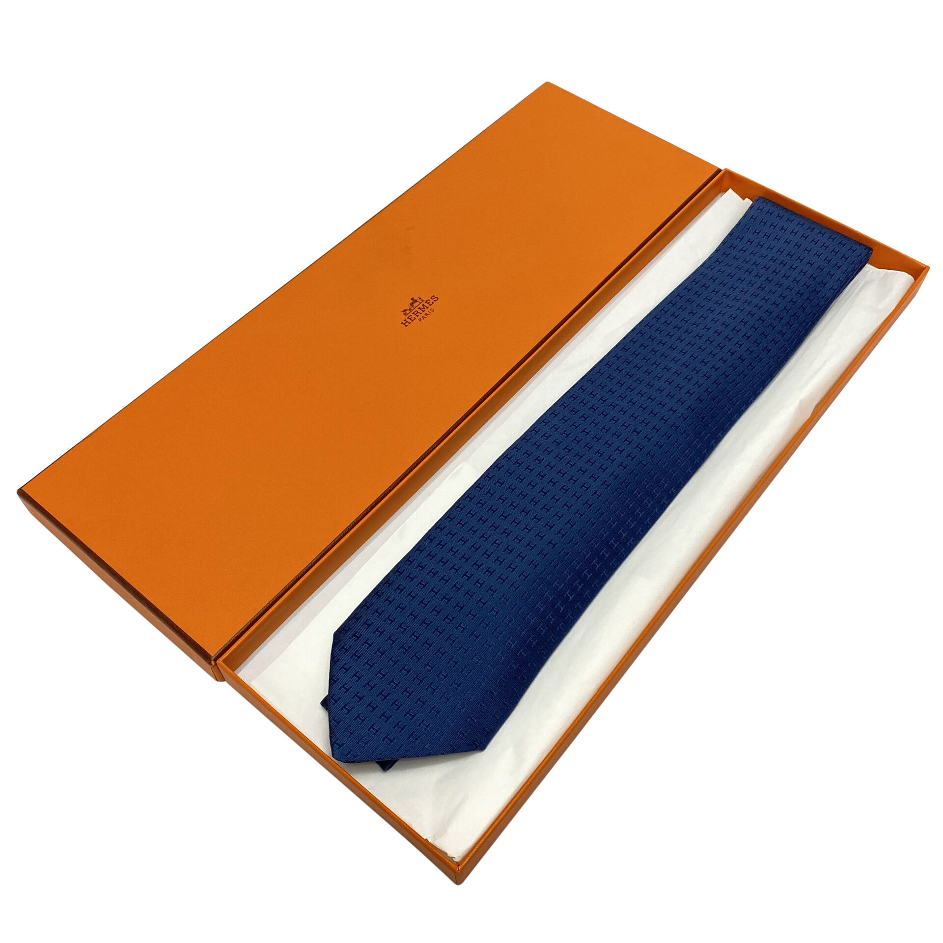 Gravata Hermès Monograma Azul