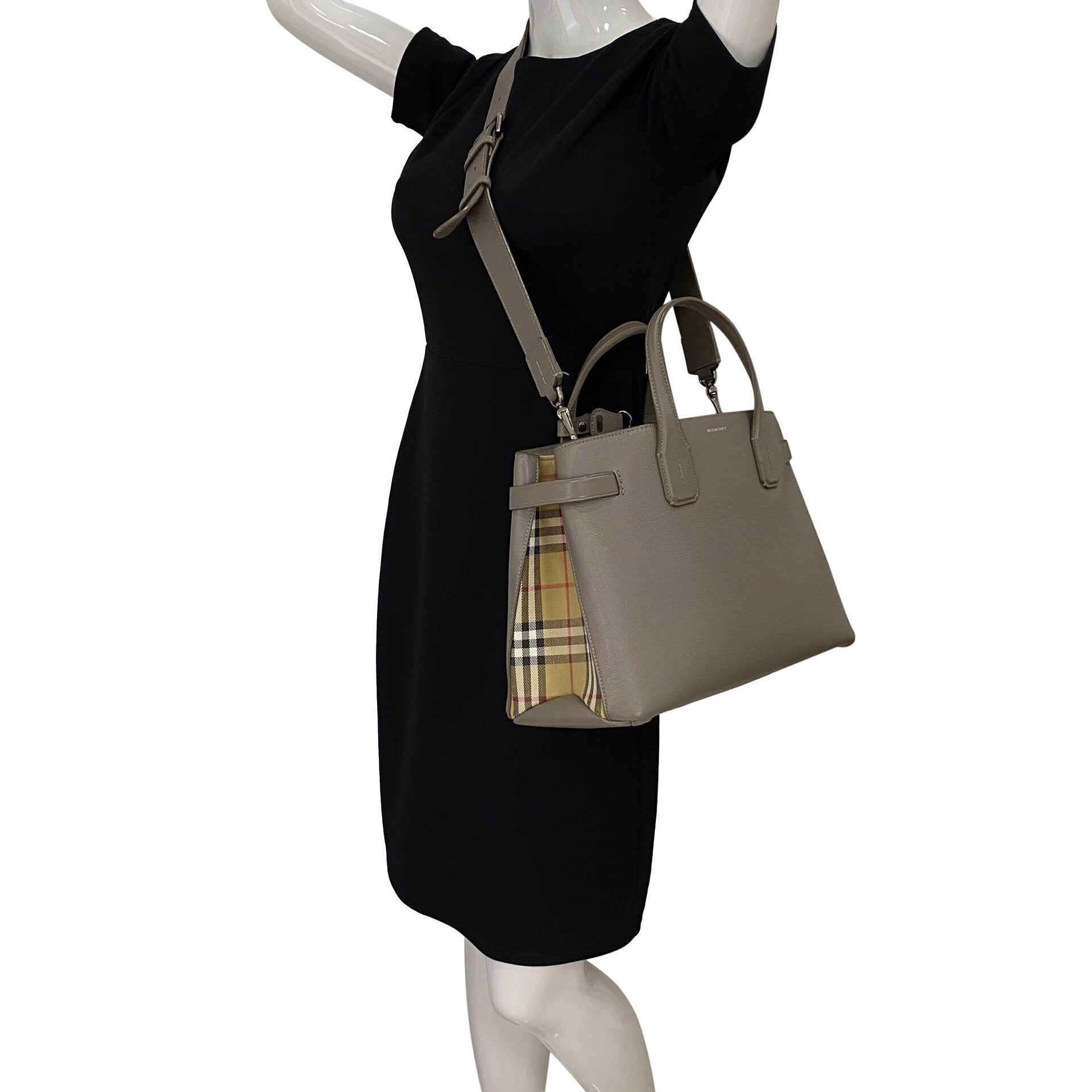 Bolsa Burberry Banner Couro Cinza