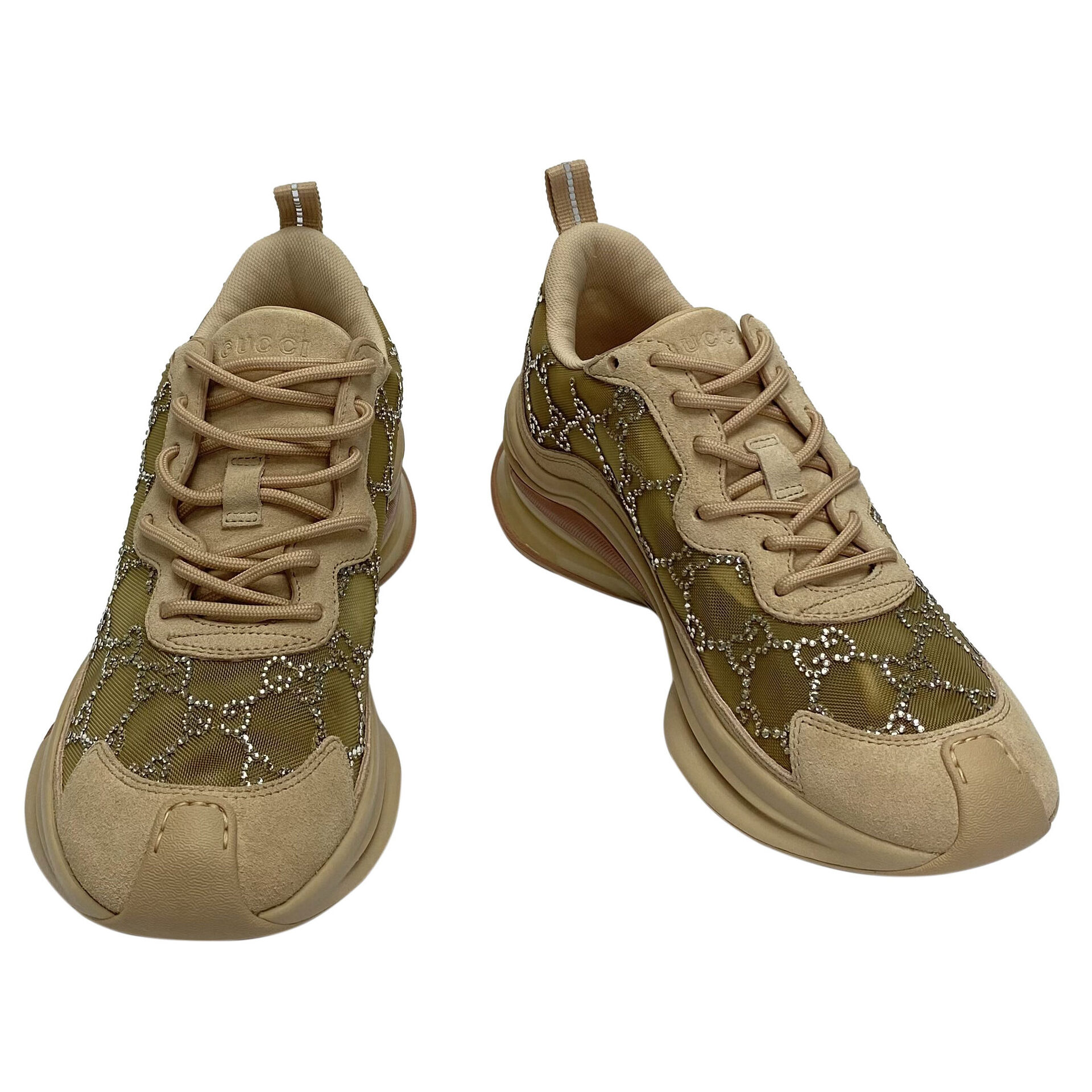 Tênis Gucci Run GG Crystals Nude