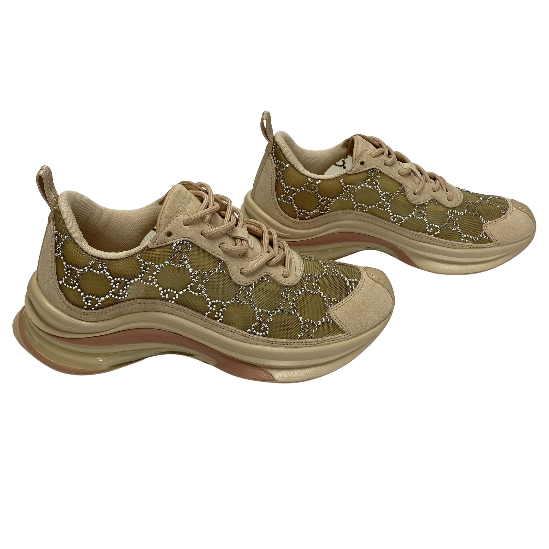 Tênis Gucci Run GG Crystals Nude