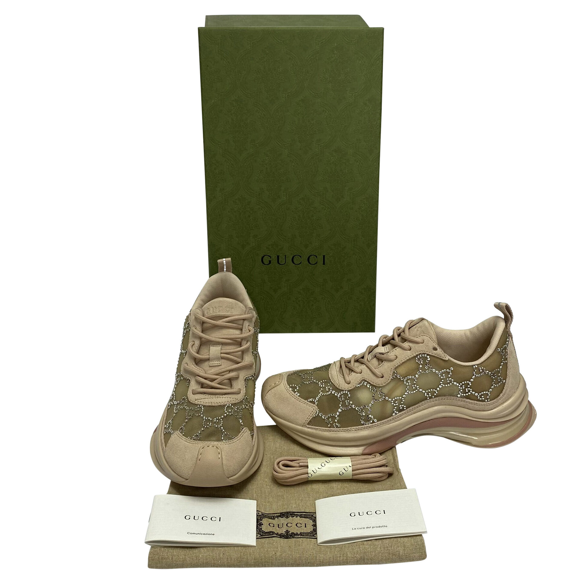 Tênis Gucci Run GG Crystals Nude