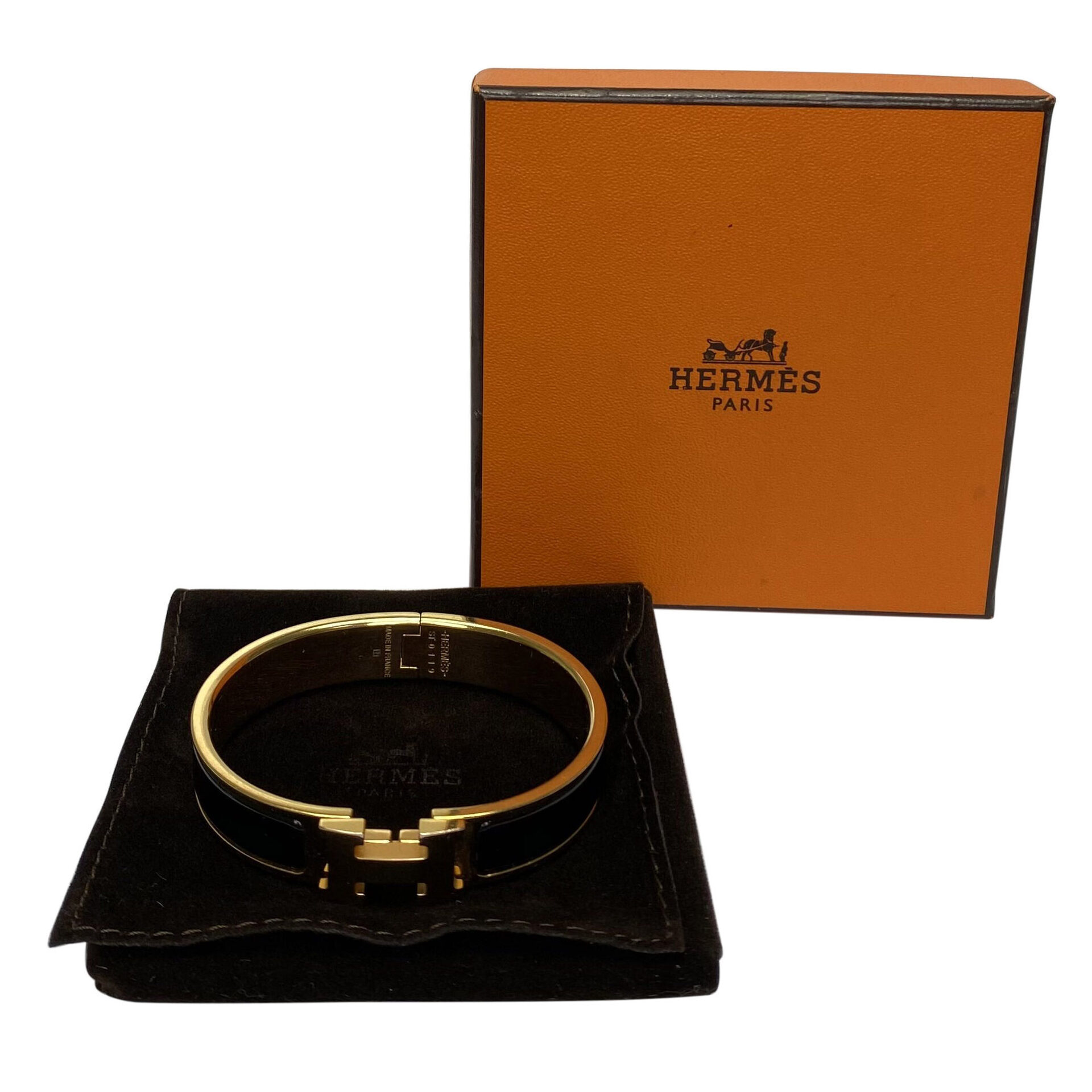 Bracelete Hermès Clic Clac H Preto