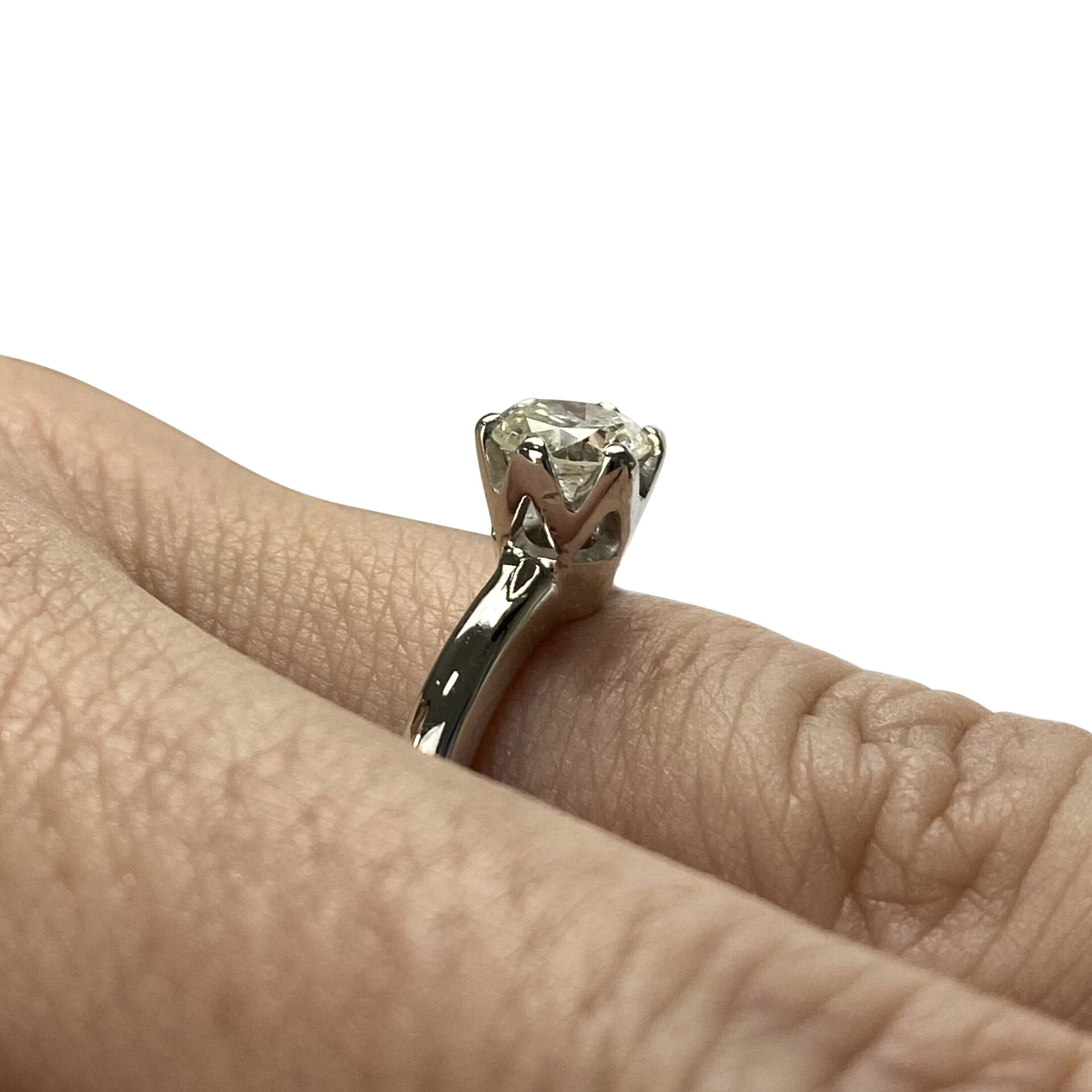 Anel Ouro Branco Solitário - 0.64 ct.