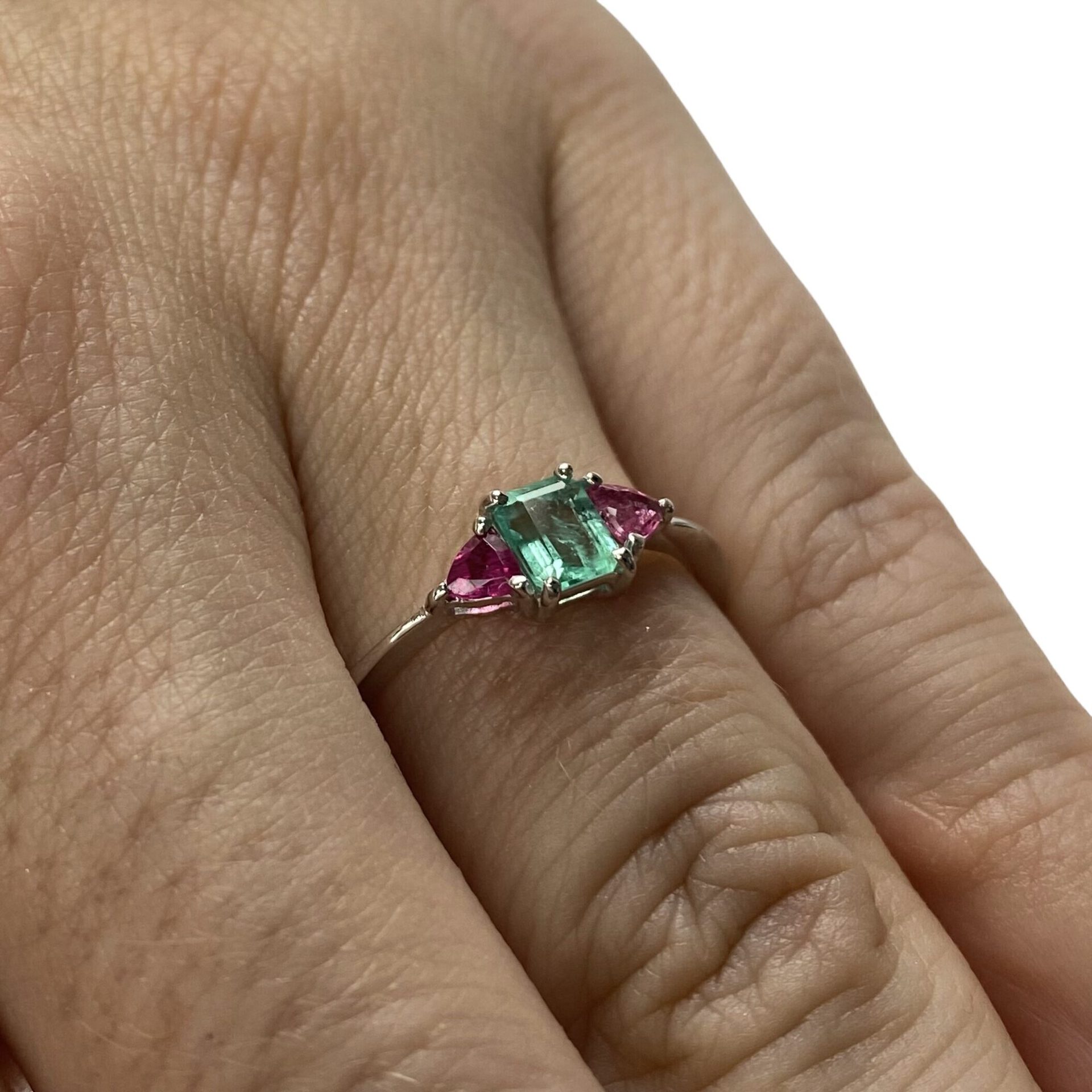 Anel Trio - Esmeralda e Turmalina