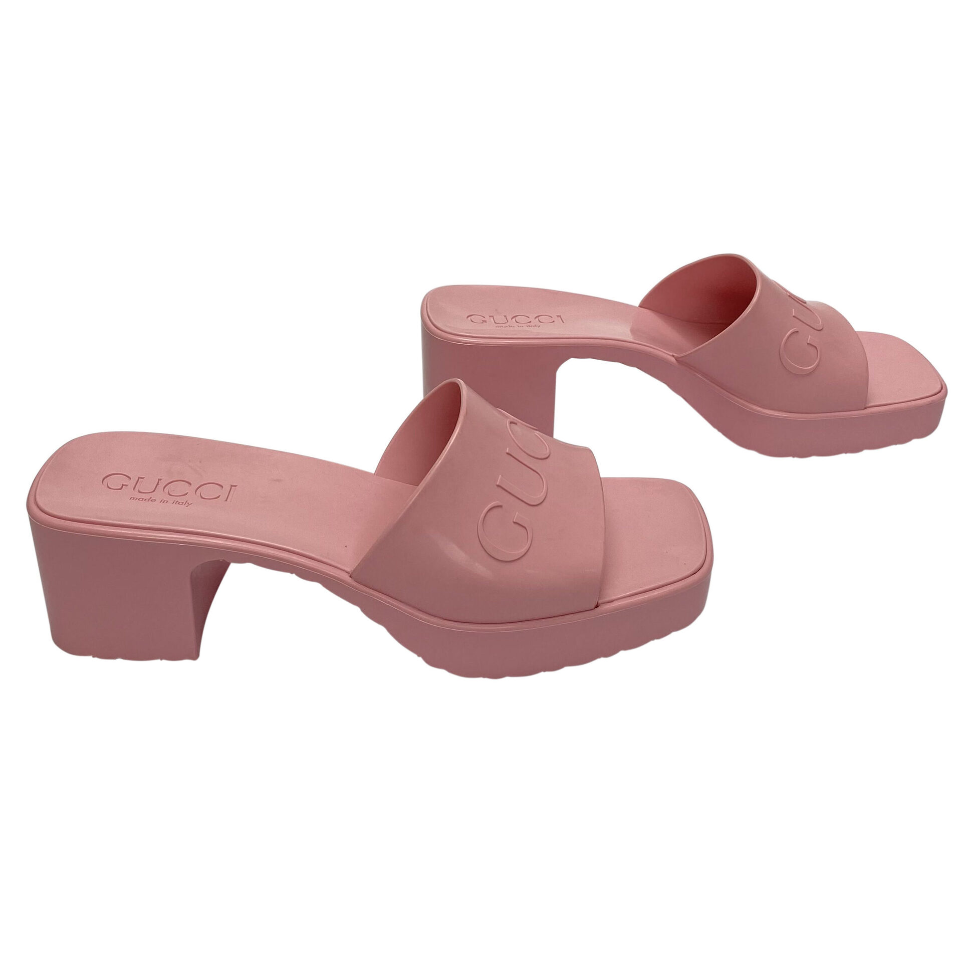 Sandália Gucci Rubber Slides Rosa