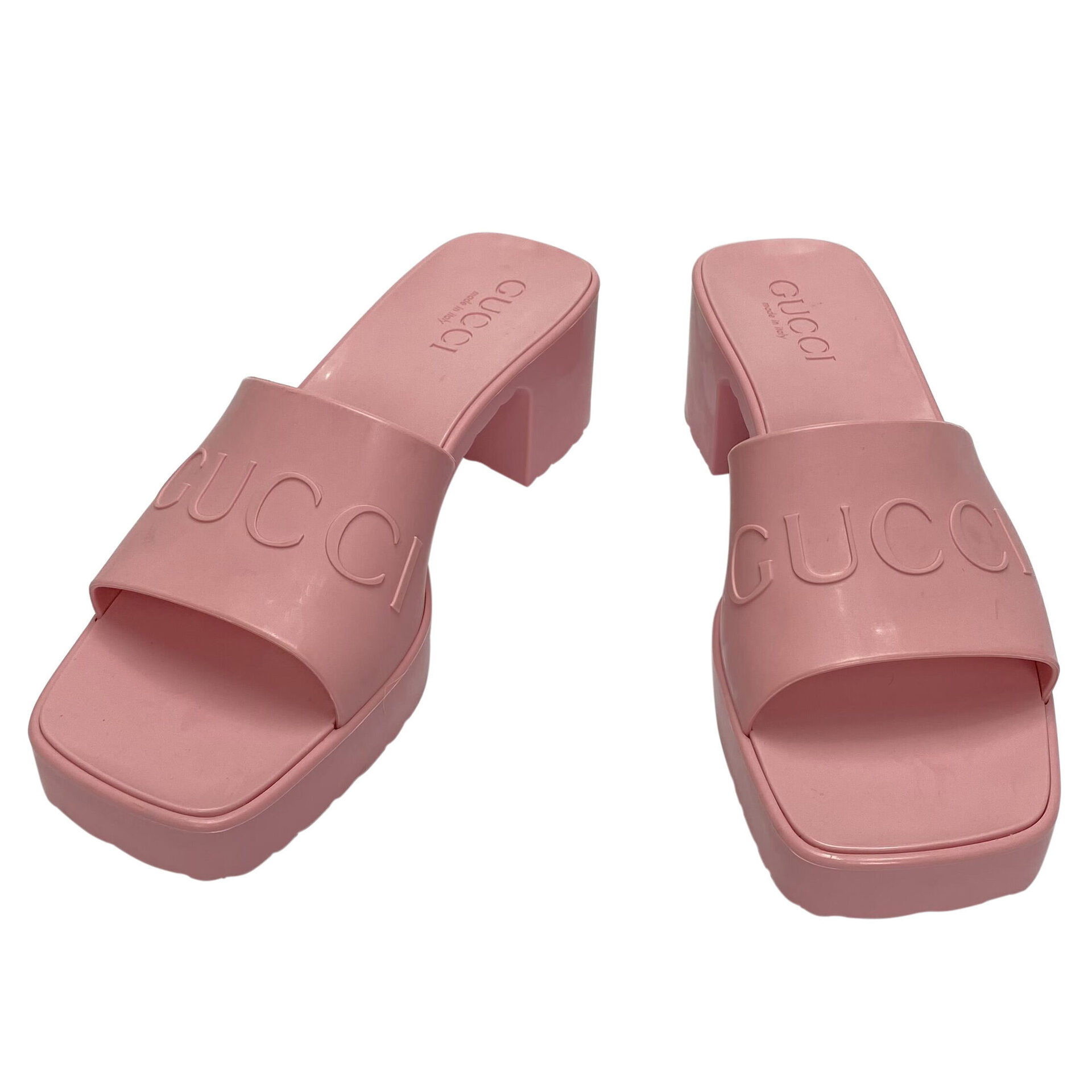 Sandália Gucci Rubber Slides Rosa