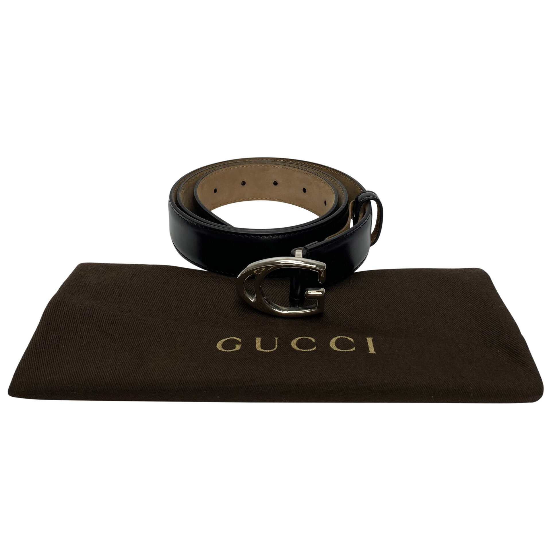 Cinto Gucci Couro Preto