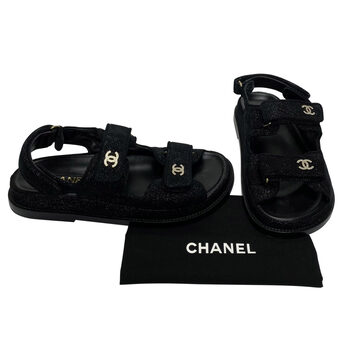Papete Chanel CC Velcro Preta