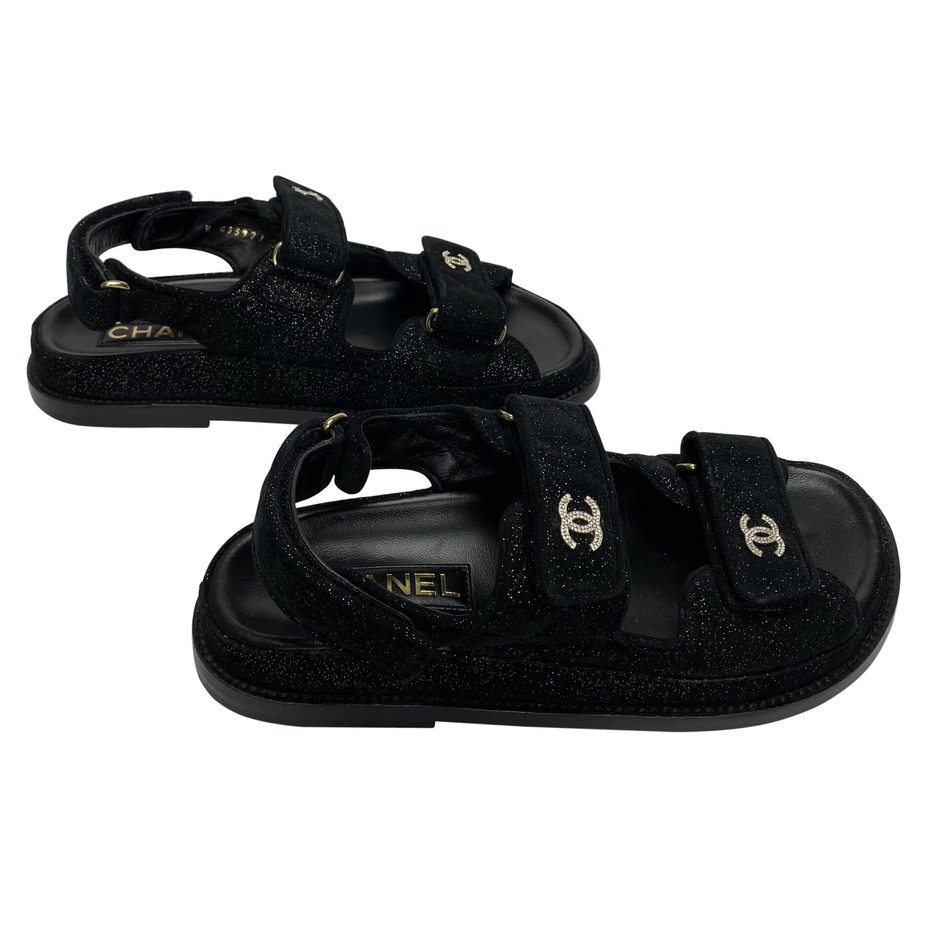 Papete Chanel CC Velcro Preta