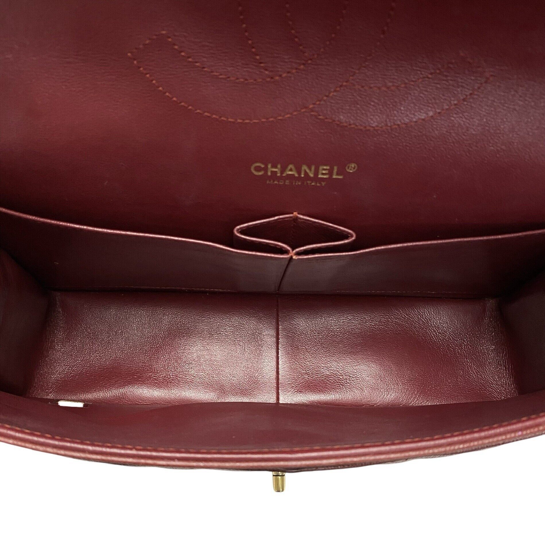 Bolsa Chanel Jumbo Couro Caviar Vinho