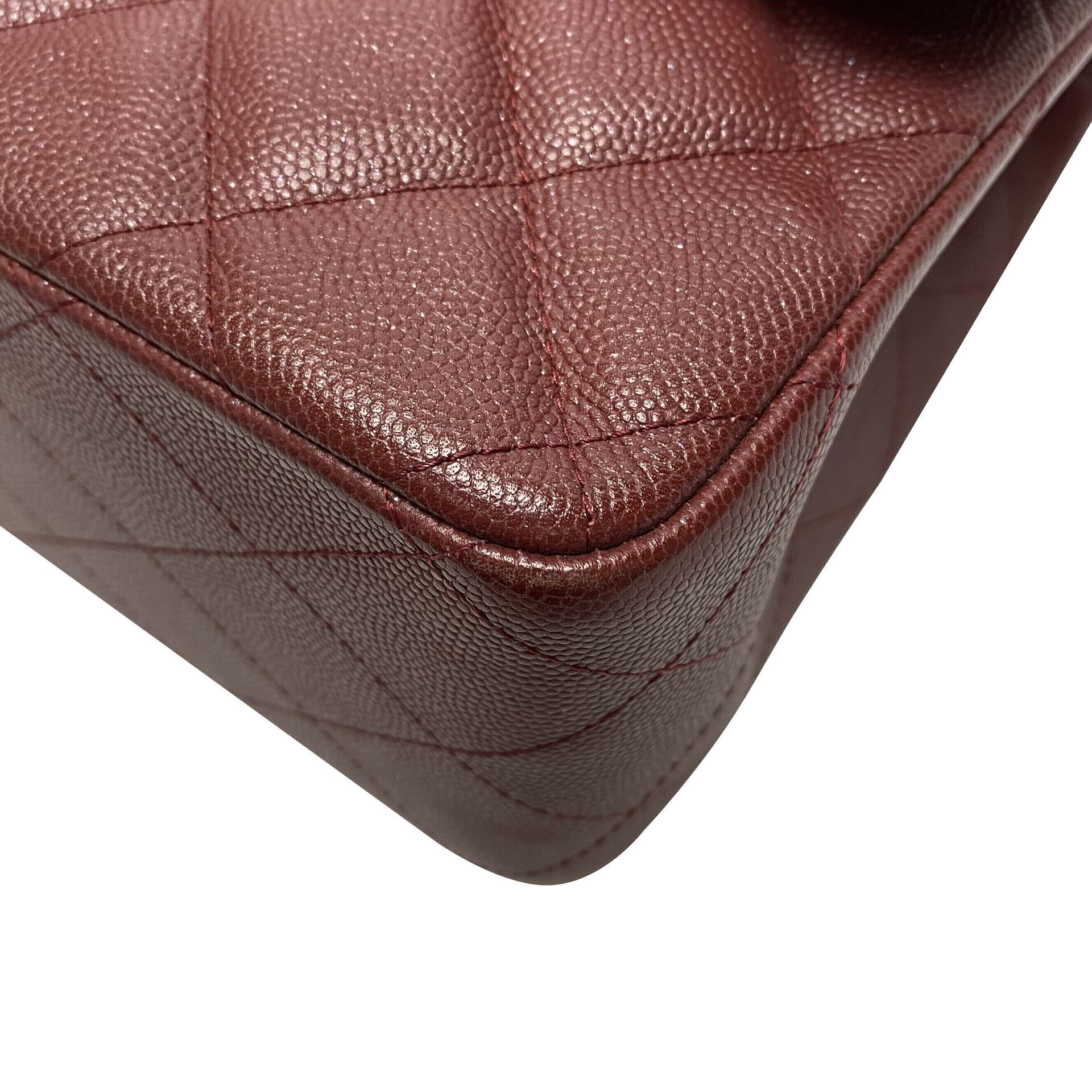 Bolsa Chanel Jumbo Couro Caviar Vinho