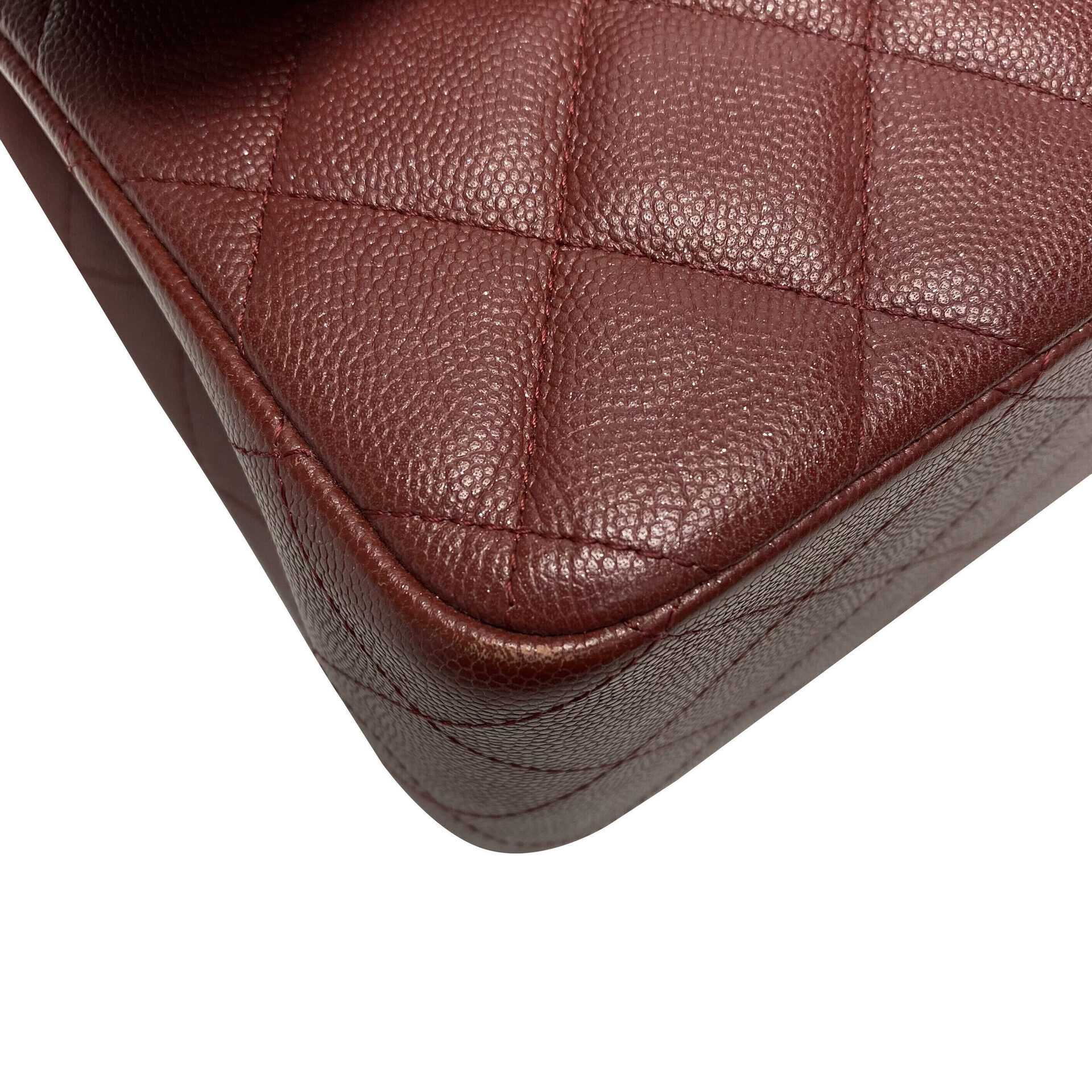 Bolsa Chanel Jumbo Couro Caviar Vinho