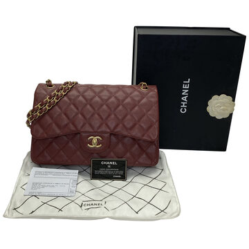 Bolsa Chanel Jumbo Couro Caviar Vinho