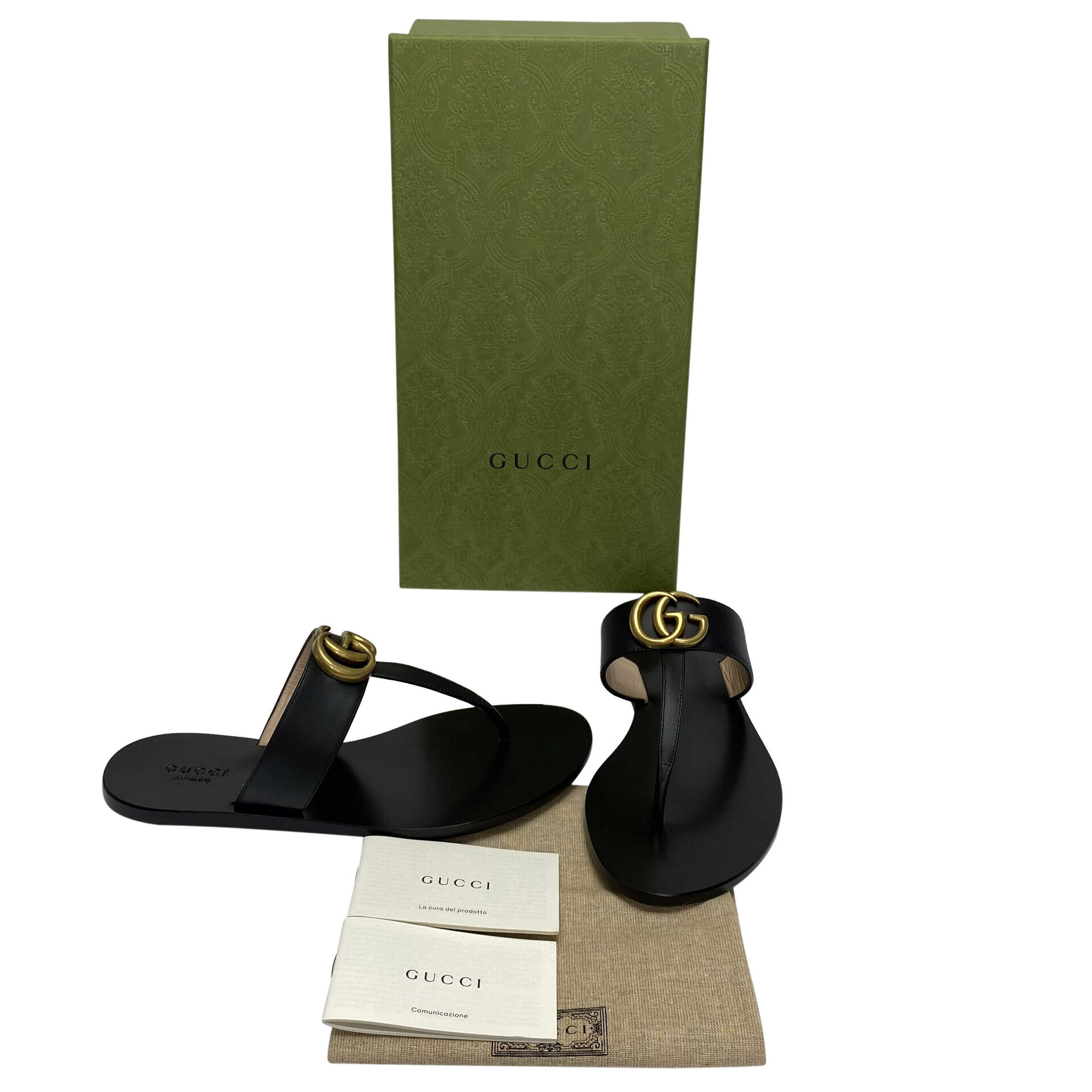 Flat Gucci Couro Preta