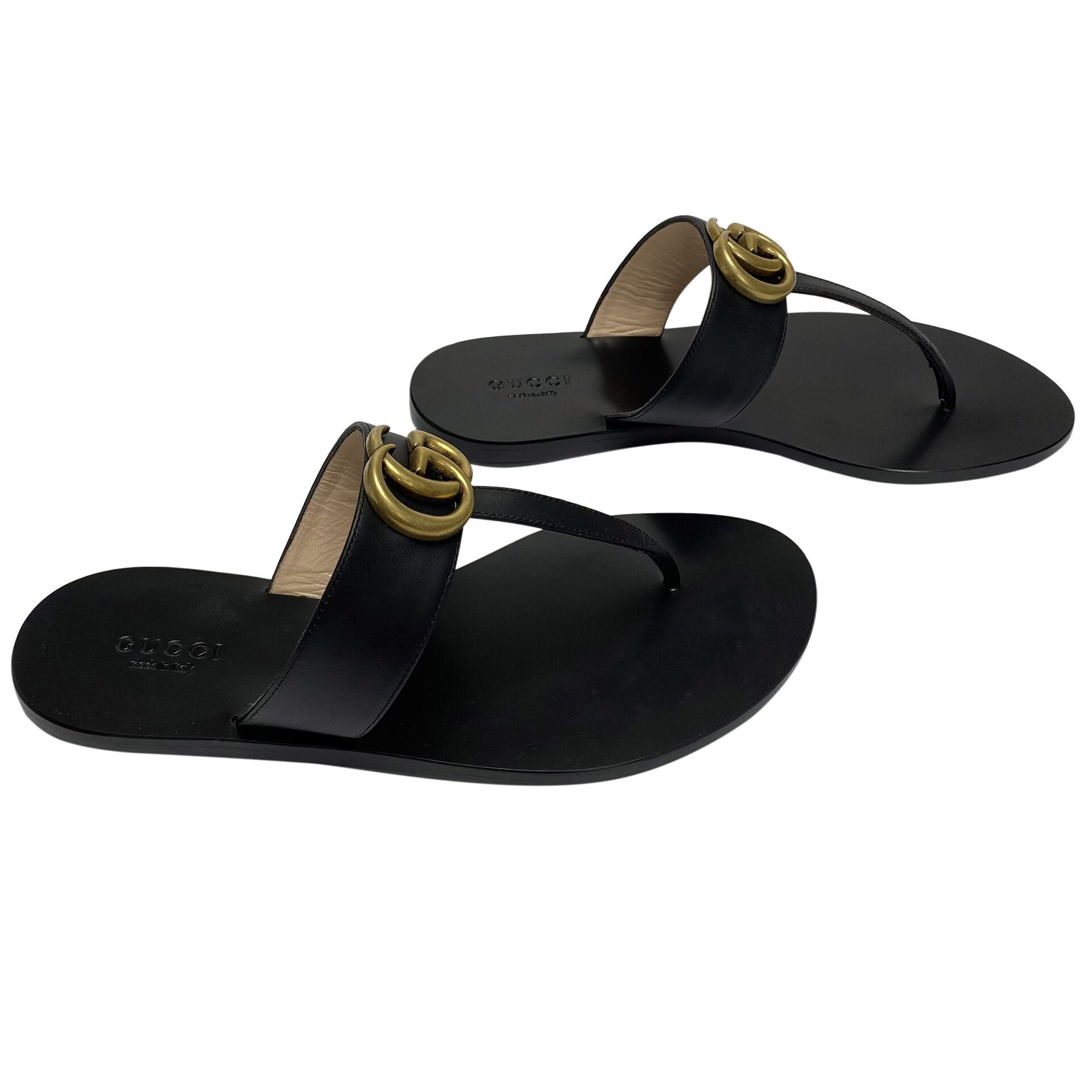 Flat Gucci Couro Preta