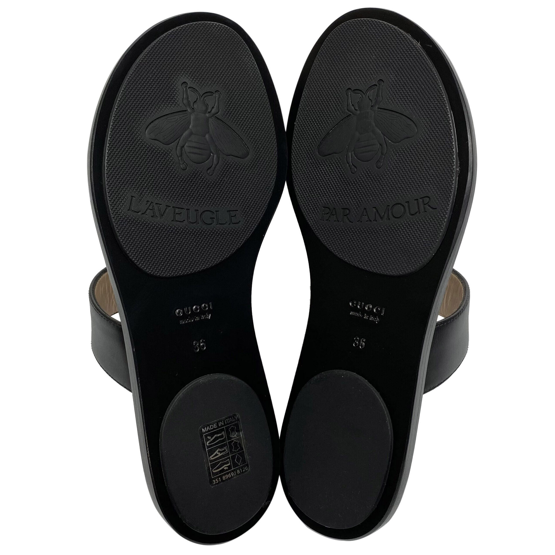 Flat Gucci Couro Preta