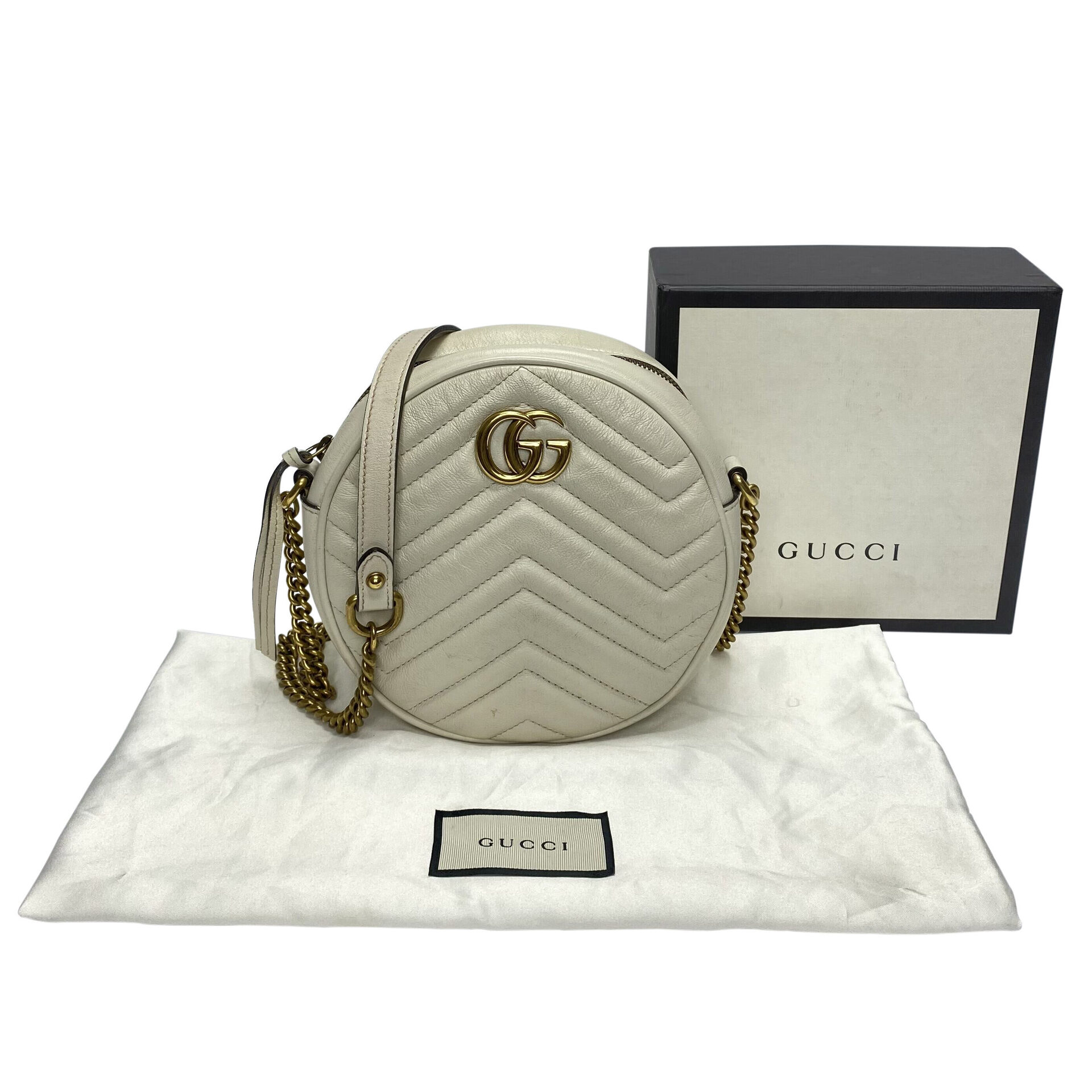 Bolsa Gucci GG Marmont Round Off White