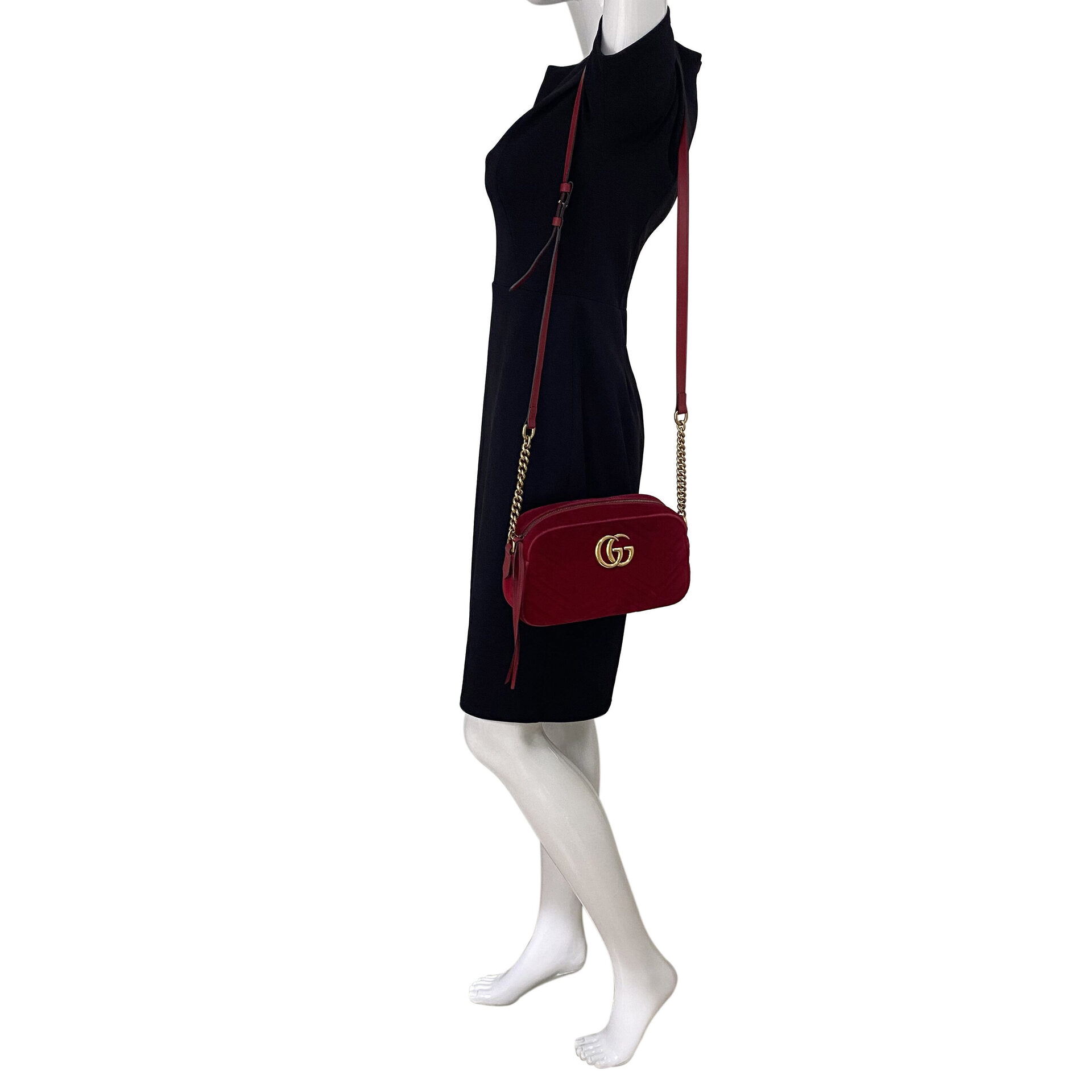 Bolsa Gucci GG Marmont Veludo Vermelho