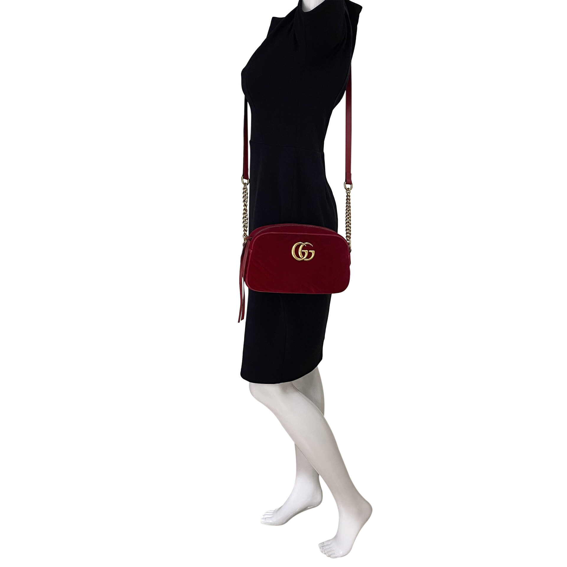 Bolsa Gucci GG Marmont Veludo Vermelho