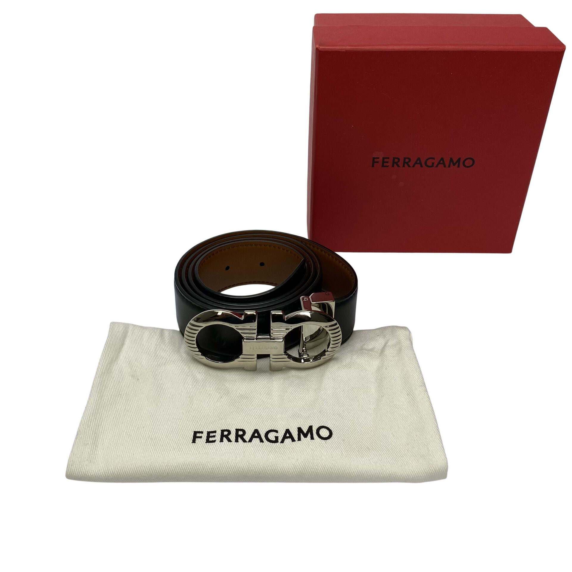 Cinto Salvatore Ferragamo Gancini Reversível