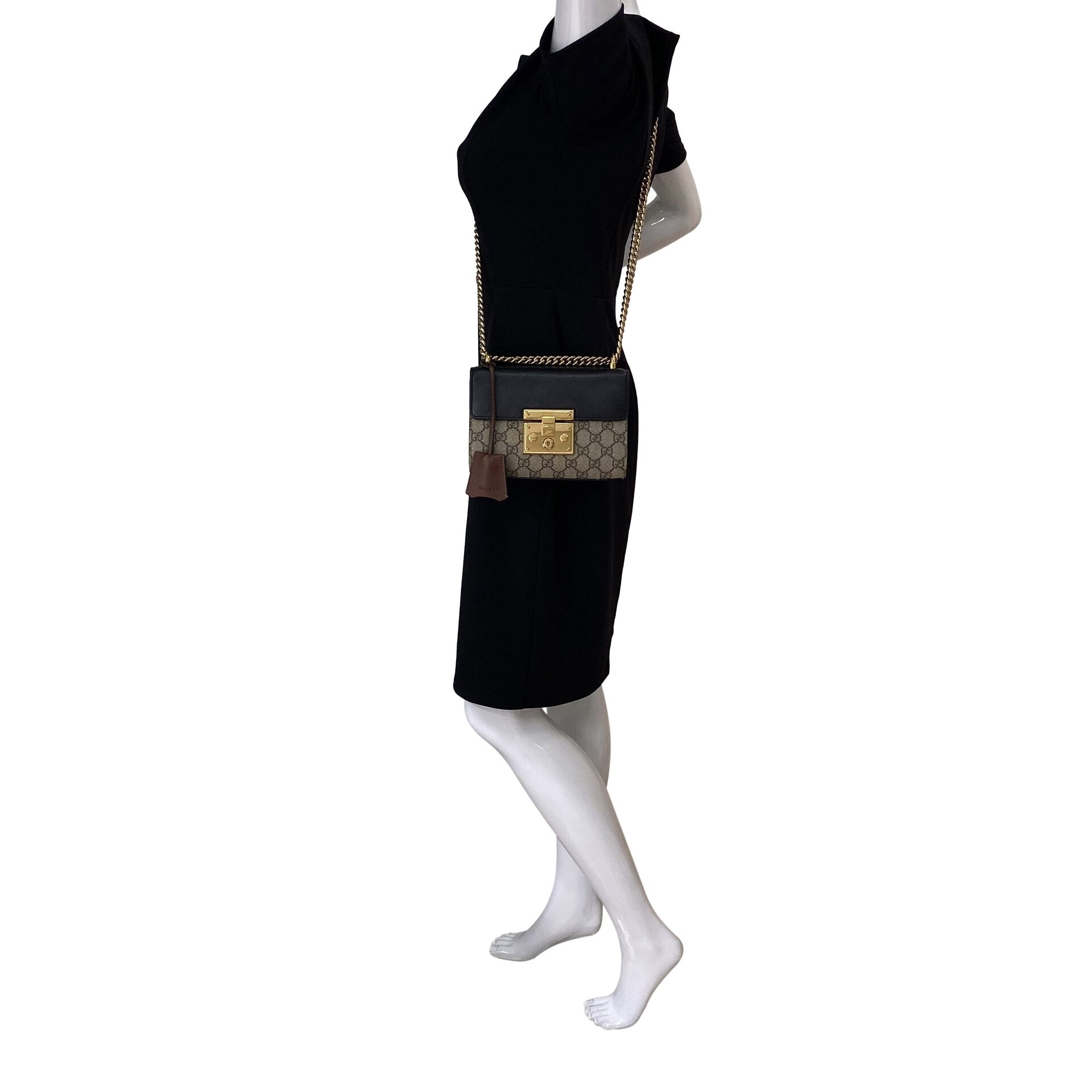 Bolsa Gucci Padlock Mini Canvas GG Couro Preto